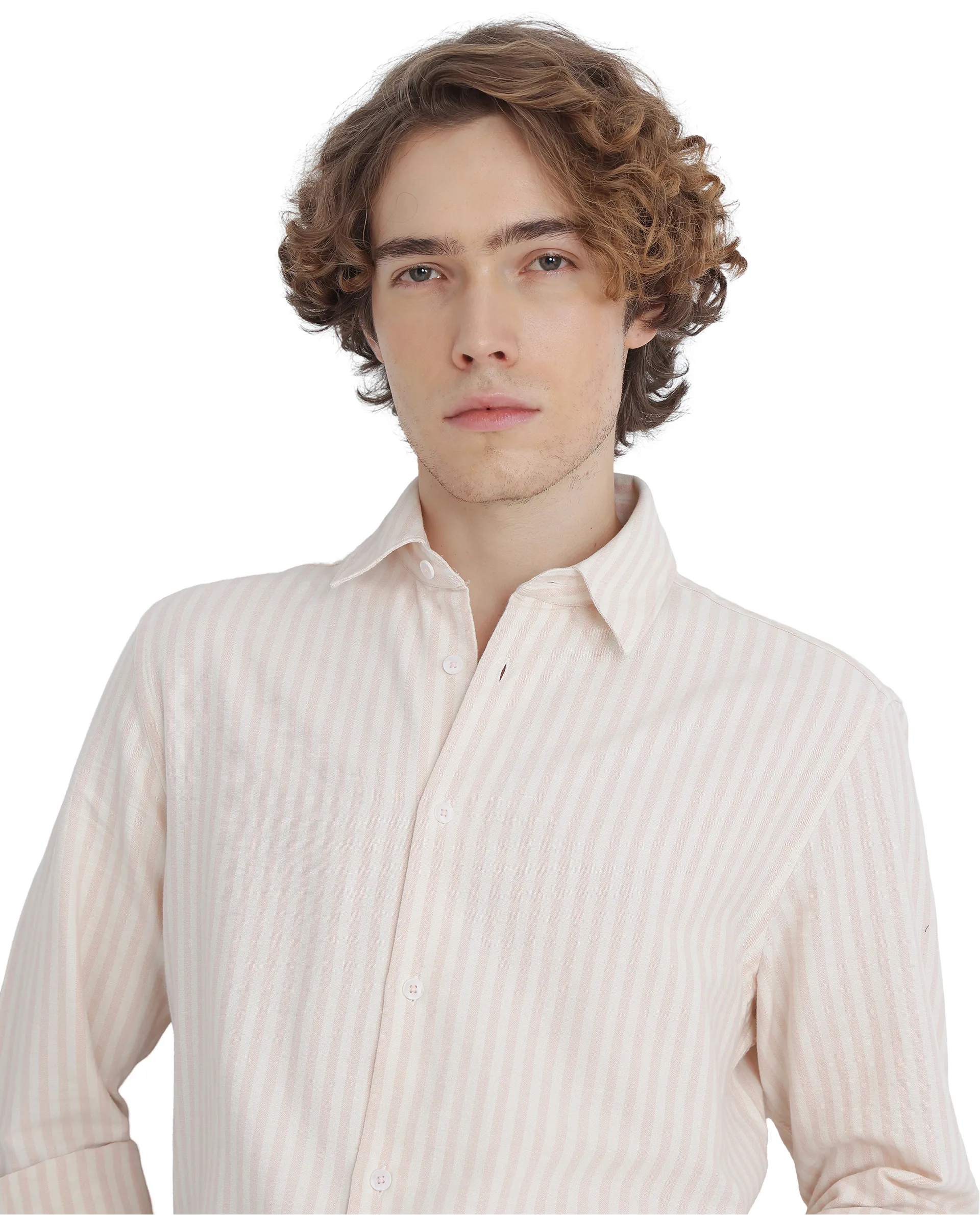 Rare Rabbit Men's Lorp Light Pink Cotton Striped Print Regular Fit Full Sleeve Collared Shirt - Image 8