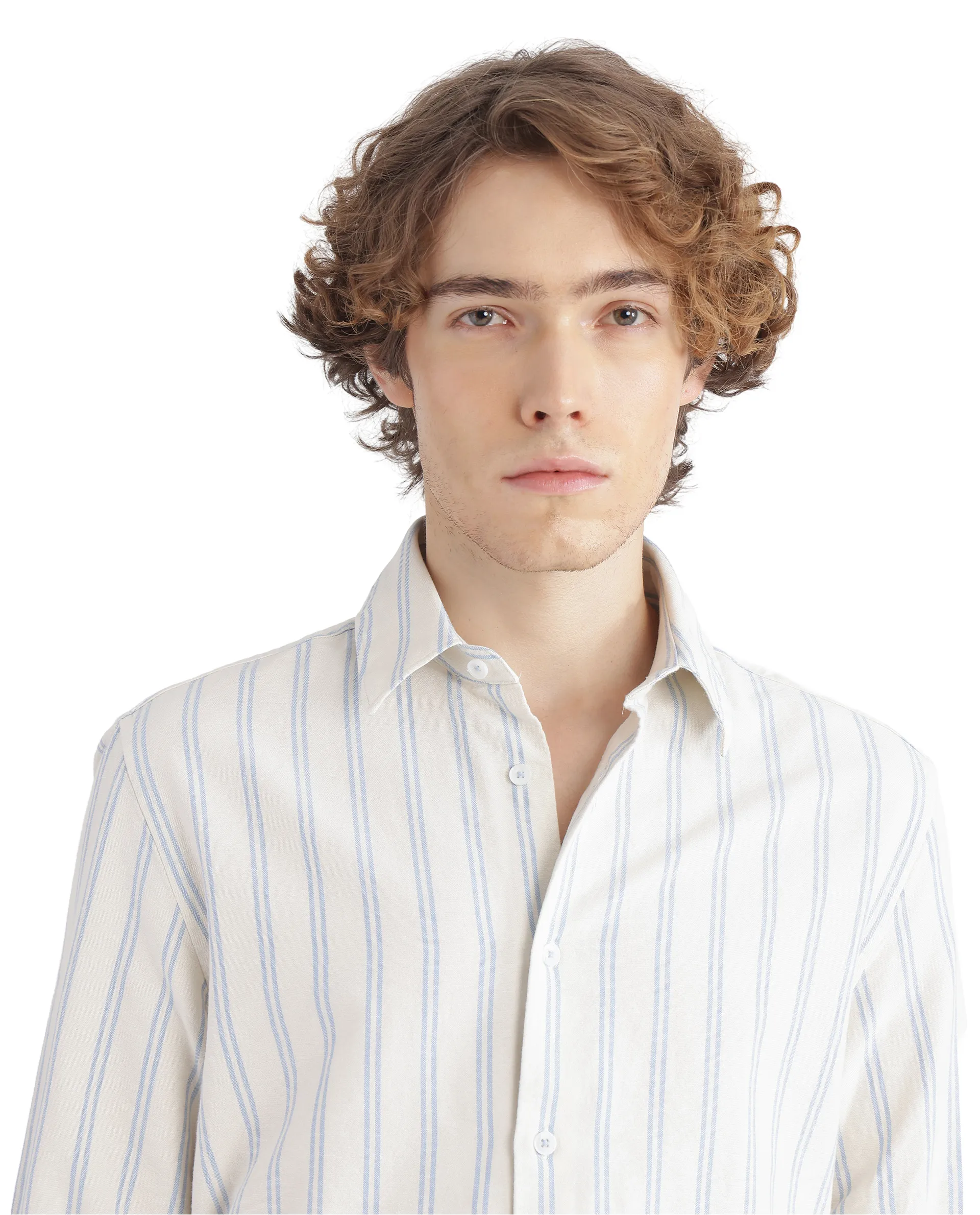 Rare Rabbit Men's Lorw Blue Cotton Striped Print Regular Fit Full Sleeve Collared Shirt - Image 3