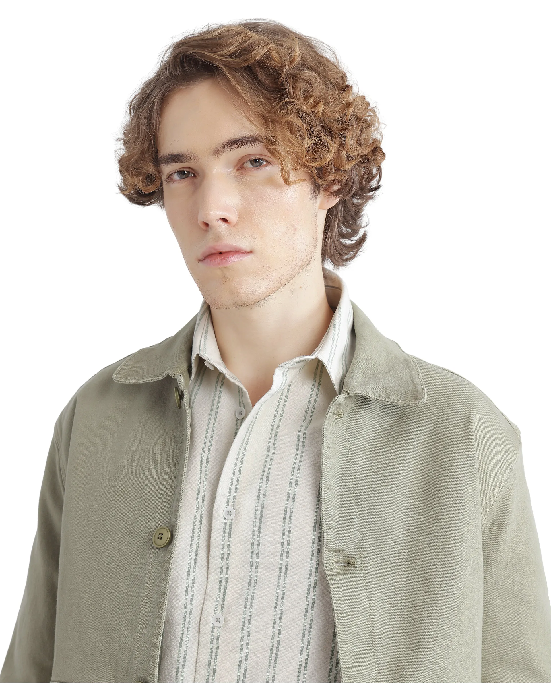 Rare Rabbit Men's Lorw Pastel Green Cotton Striped Print Regular Fit Full Sleeve Collared Shirt - Image 3