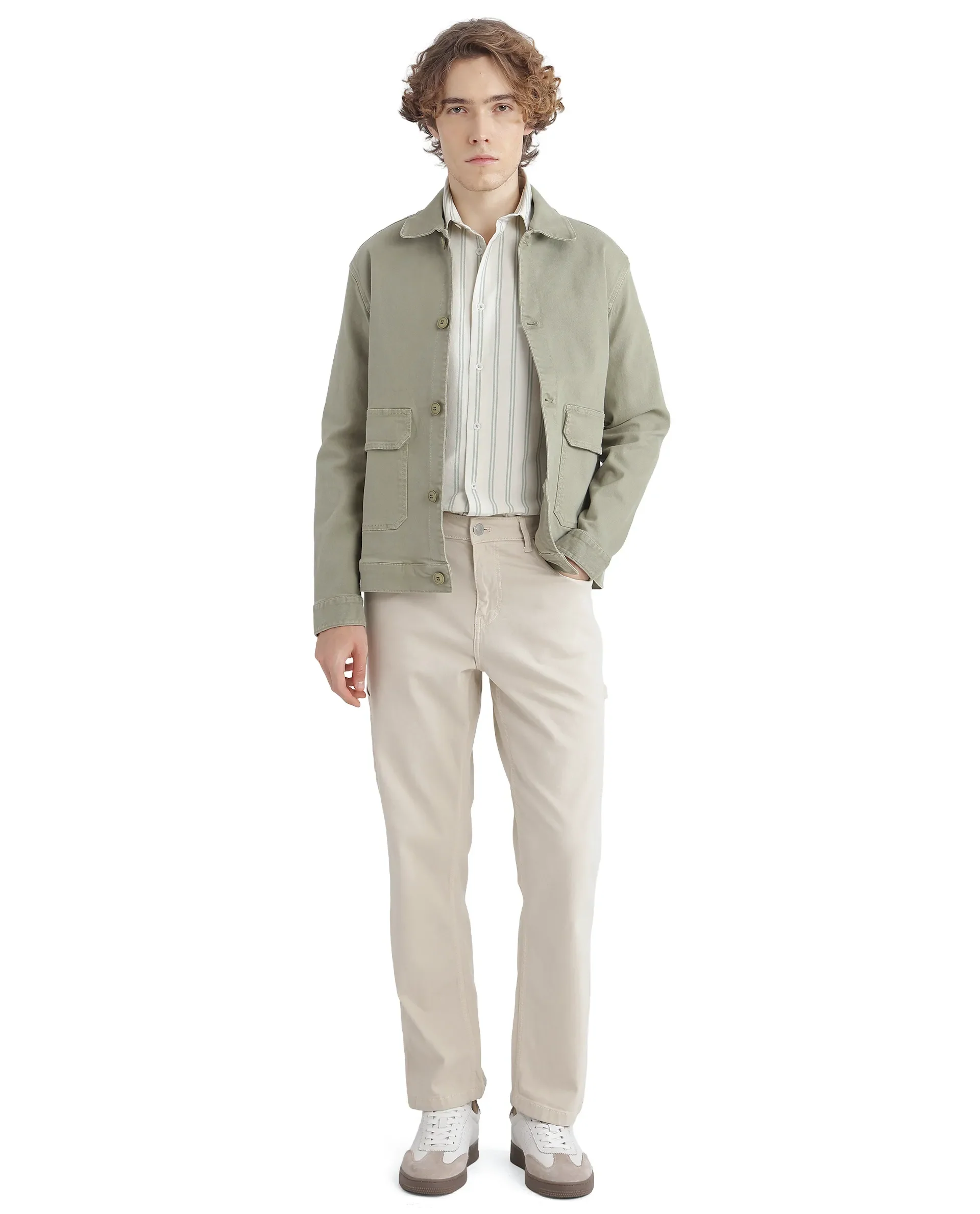 Rare Rabbit Men's Lorw Pastel Green Cotton Striped Print Regular Fit Full Sleeve Collared Shirt - Image 4