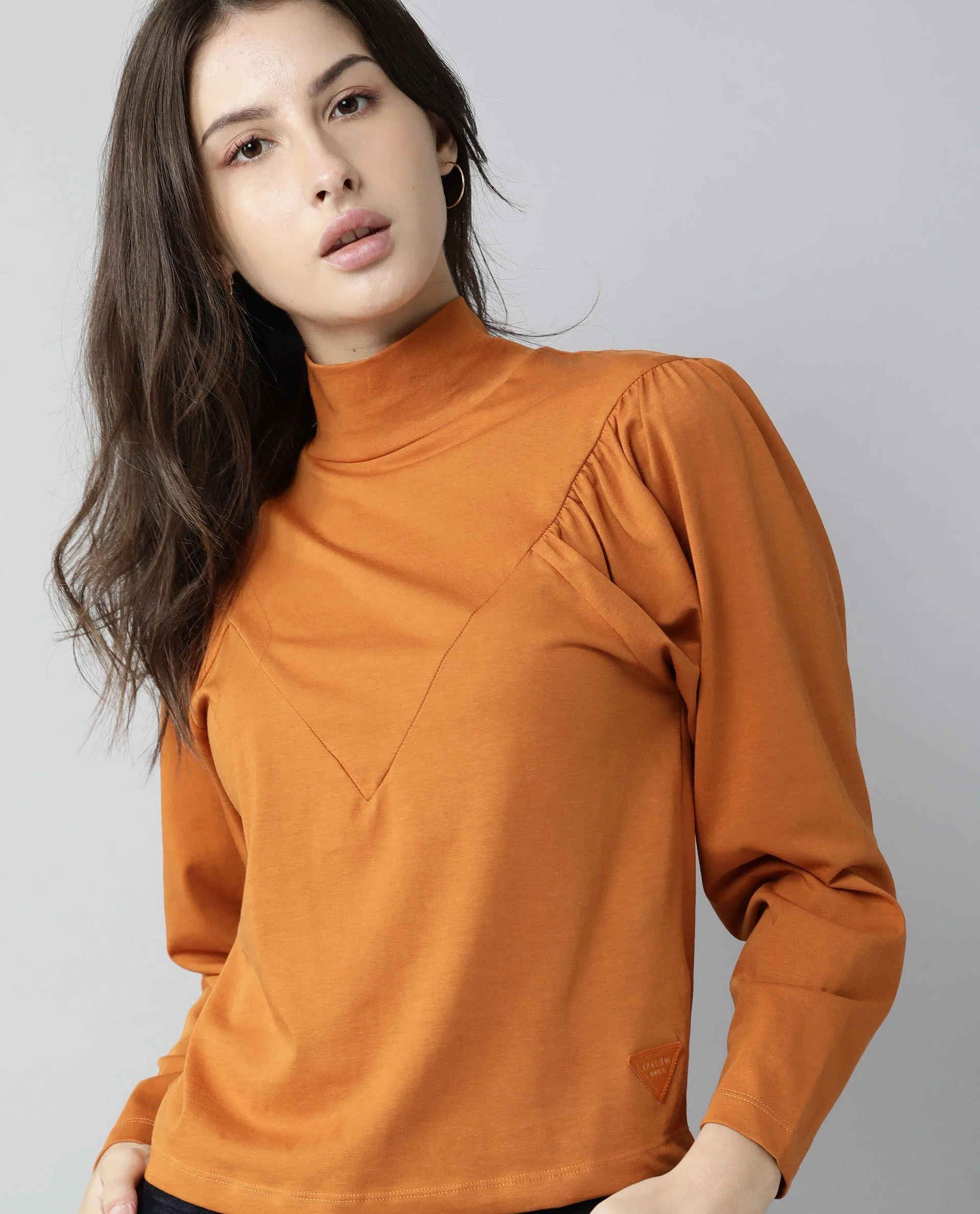 Rareism Women Lothy Rust T-Shirt Full Sleeves