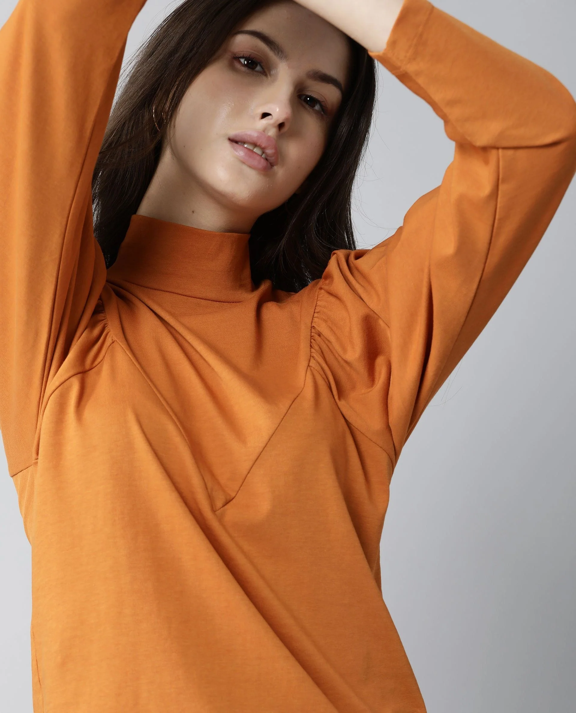 Rareism Women Lothy Rust T-Shirt Full Sleeves - Image 3