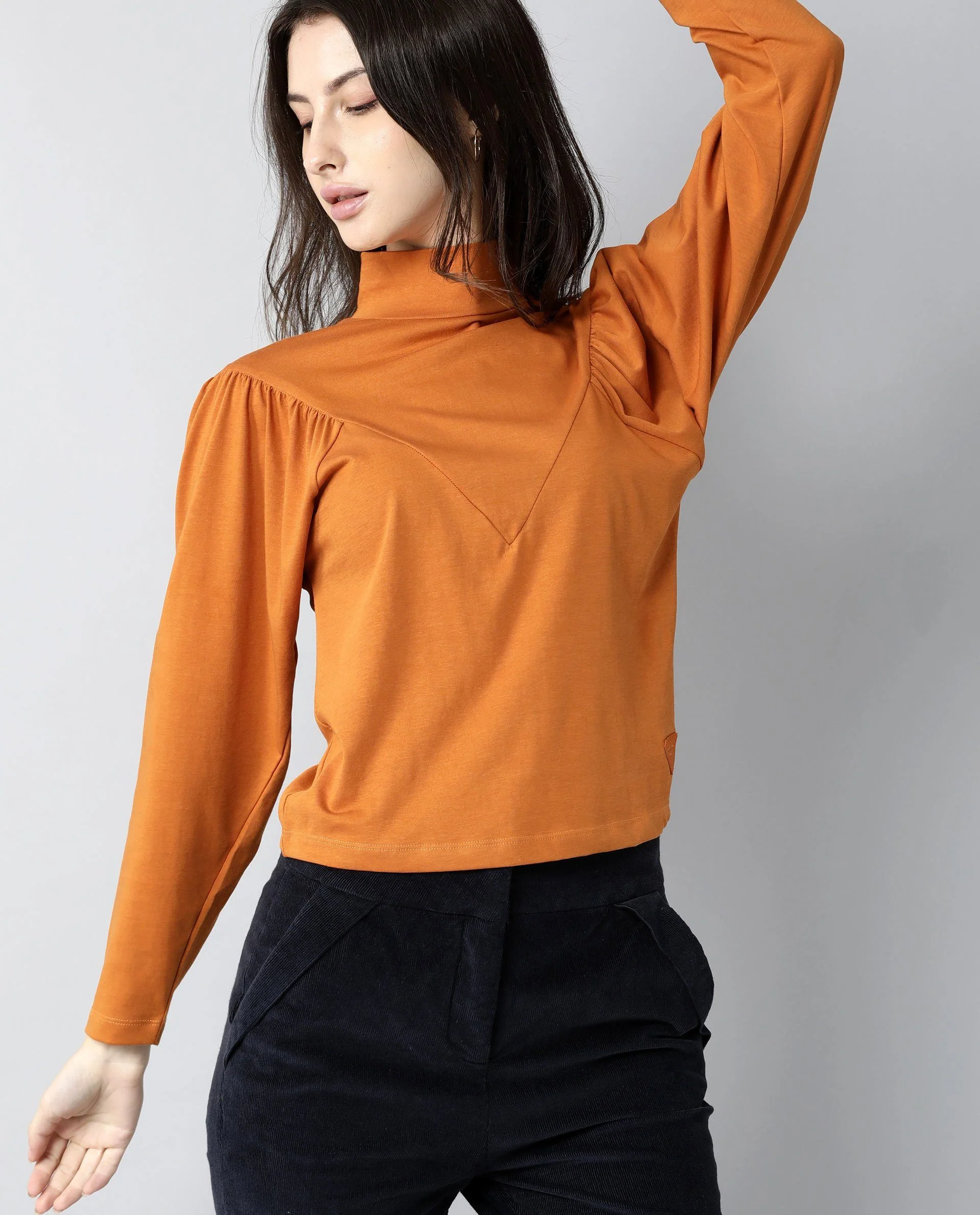 Rareism Women Lothy Rust T-Shirt Full Sleeves - Image 4