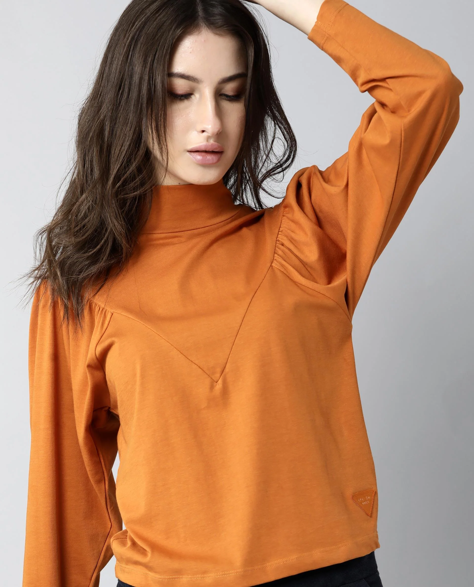 Rareism Women Lothy Rust T-Shirt Full Sleeves - Image 6