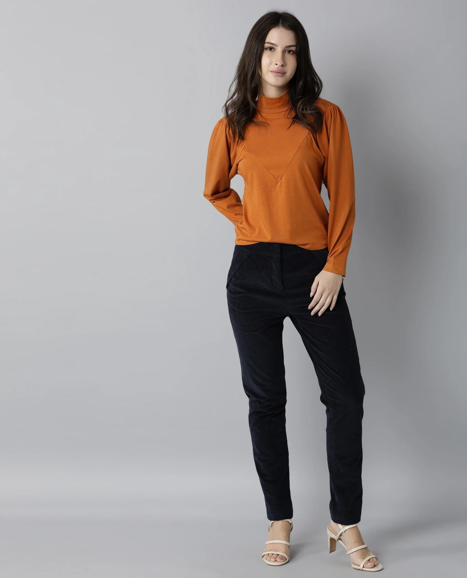 Rareism Women Lothy Rust T-Shirt Full Sleeves - Image 9