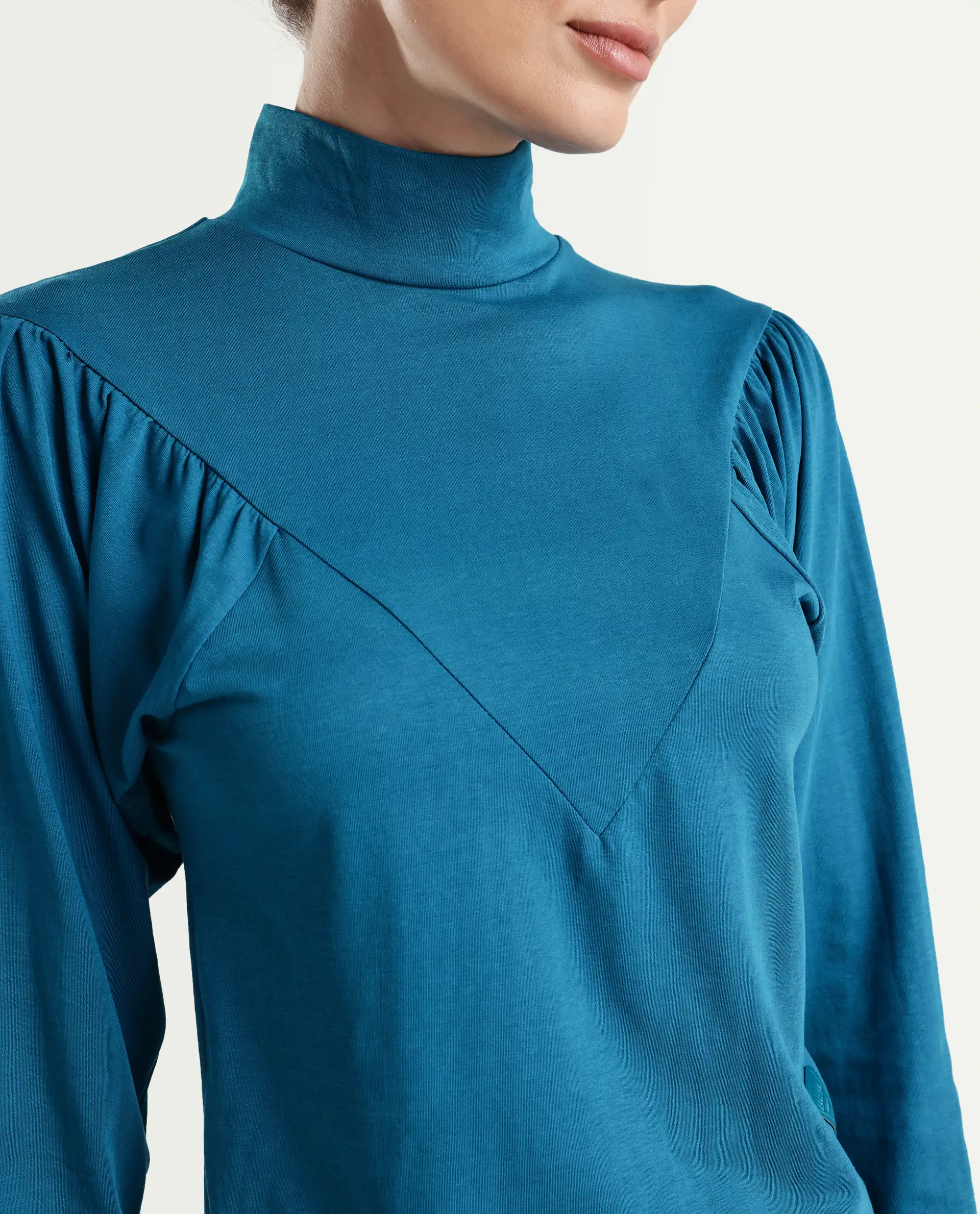 Rareism Women Lothy Blue T-Shirt Full Sleeves - Image 4