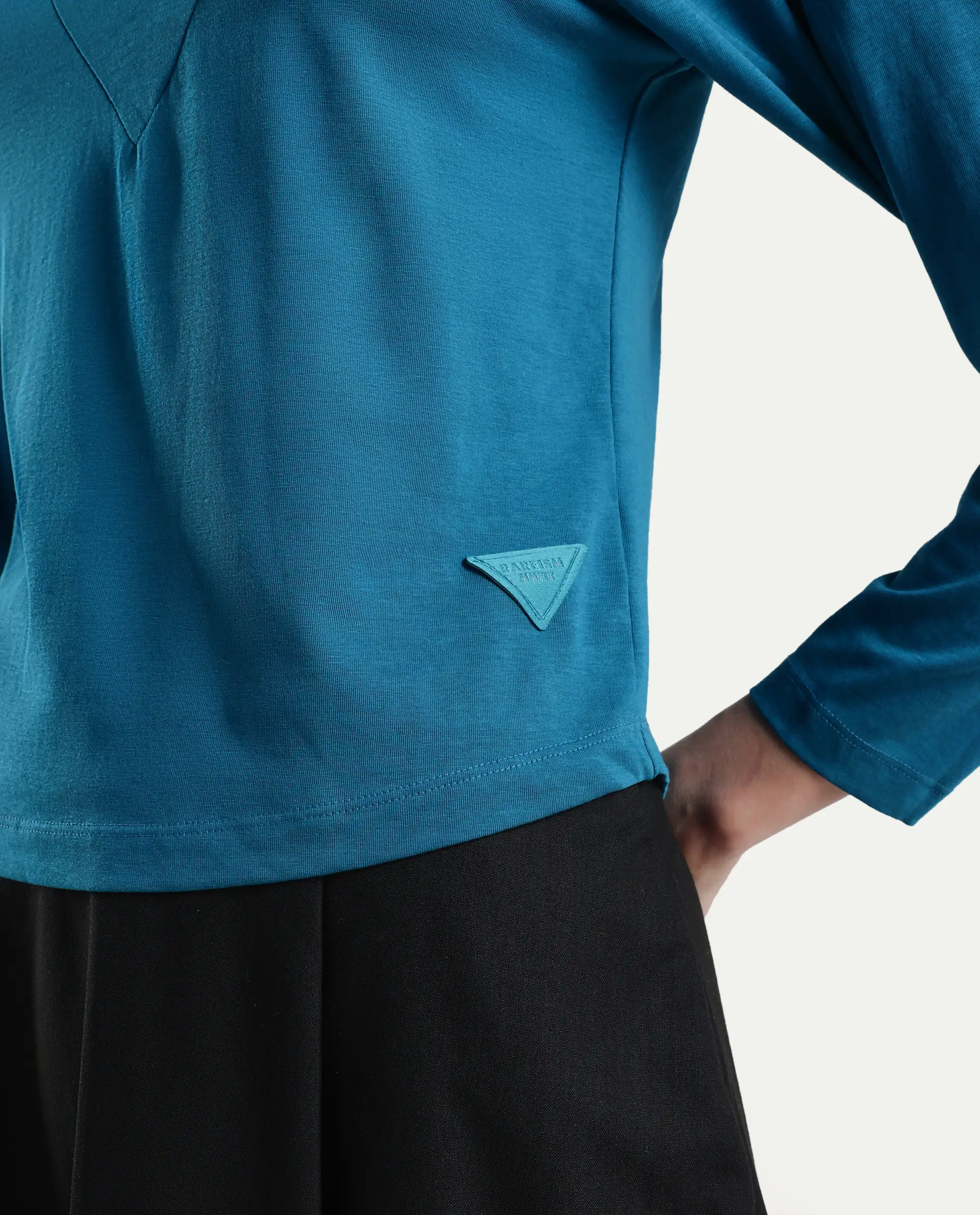 Rareism Women Lothy Blue T-Shirt Full Sleeves - Image 5