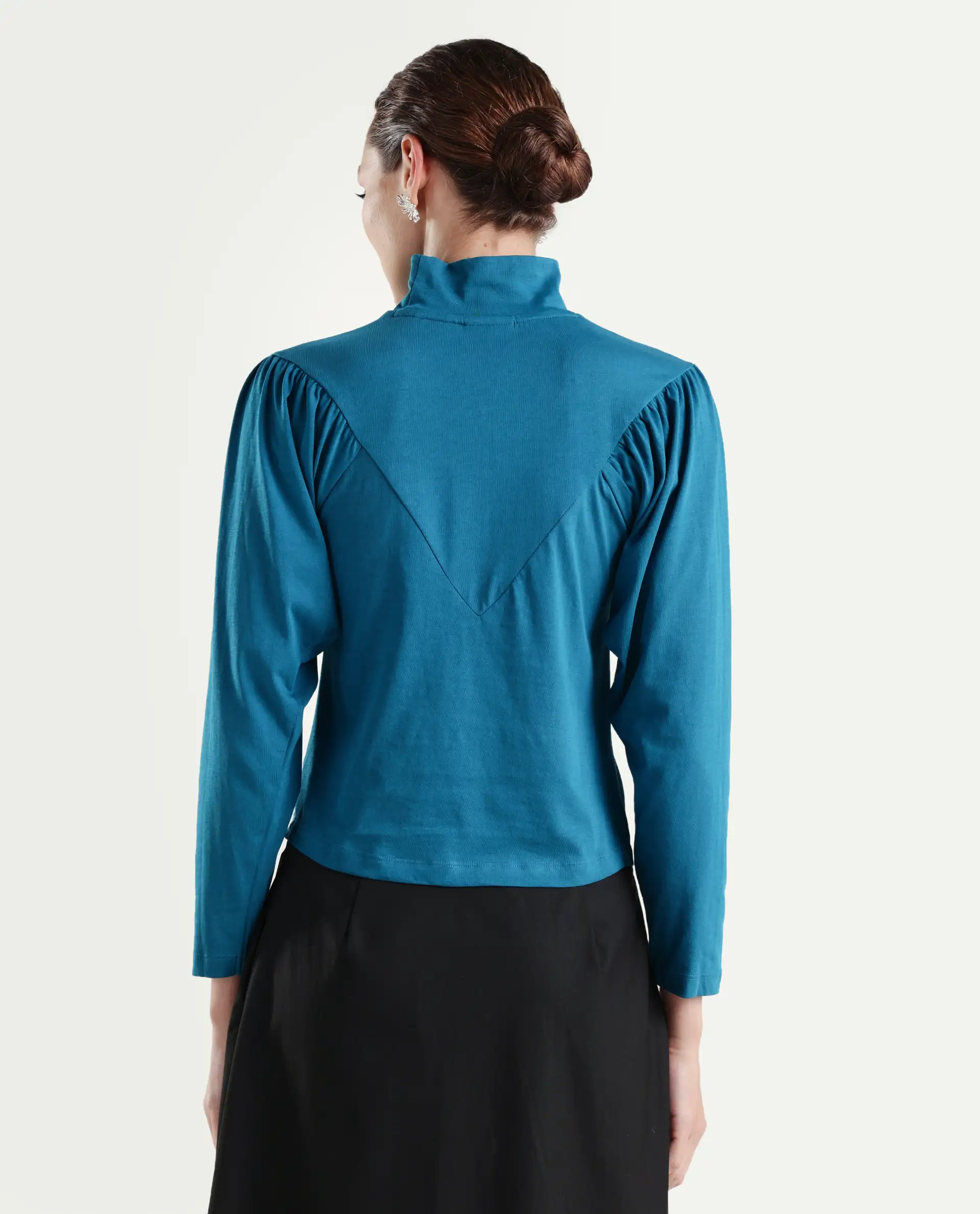 Rareism Women Lothy Blue T-Shirt Full Sleeves - Image 8