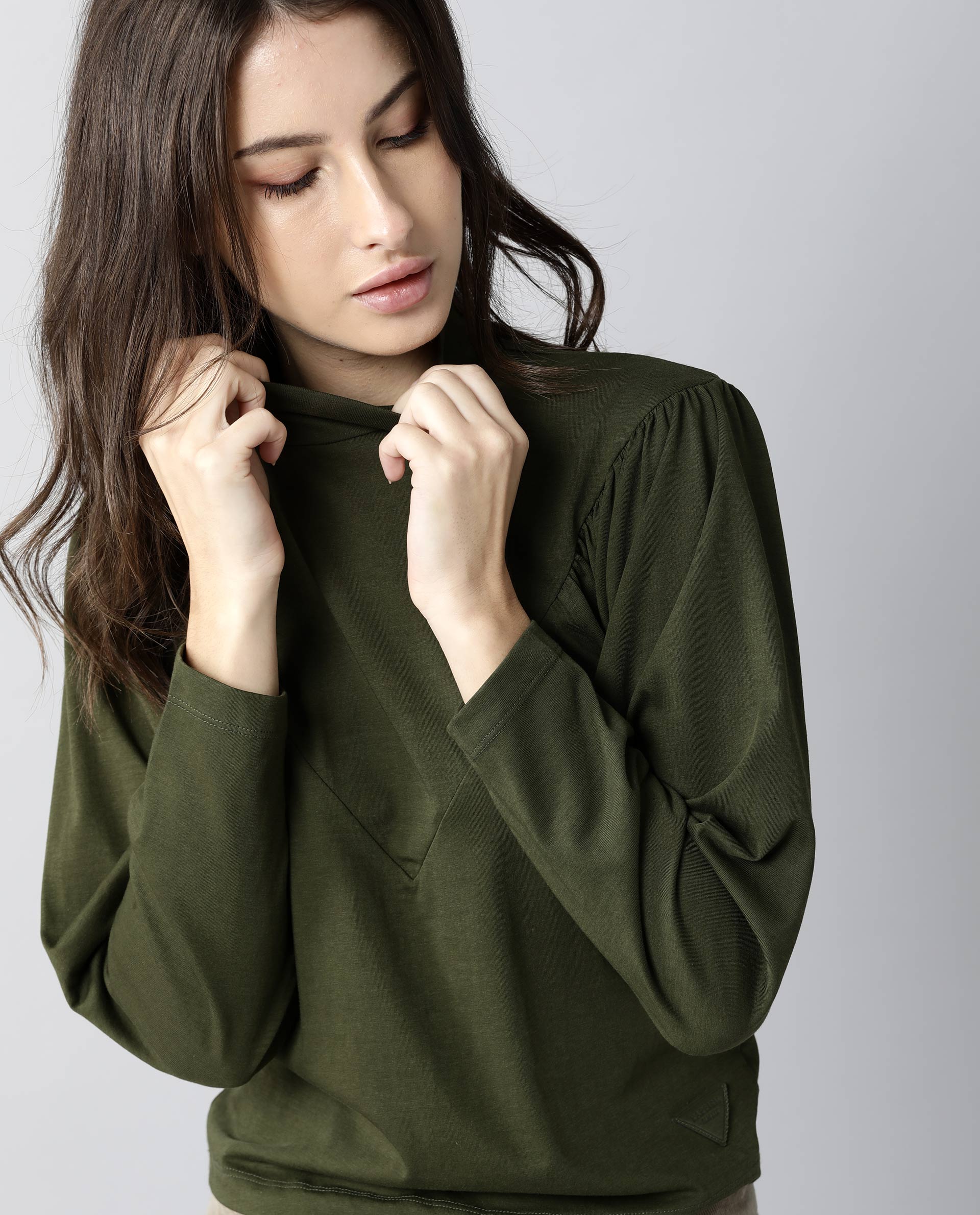 Rareism Women Lothy Green T-Shirt Full Sleeves - Image 2
