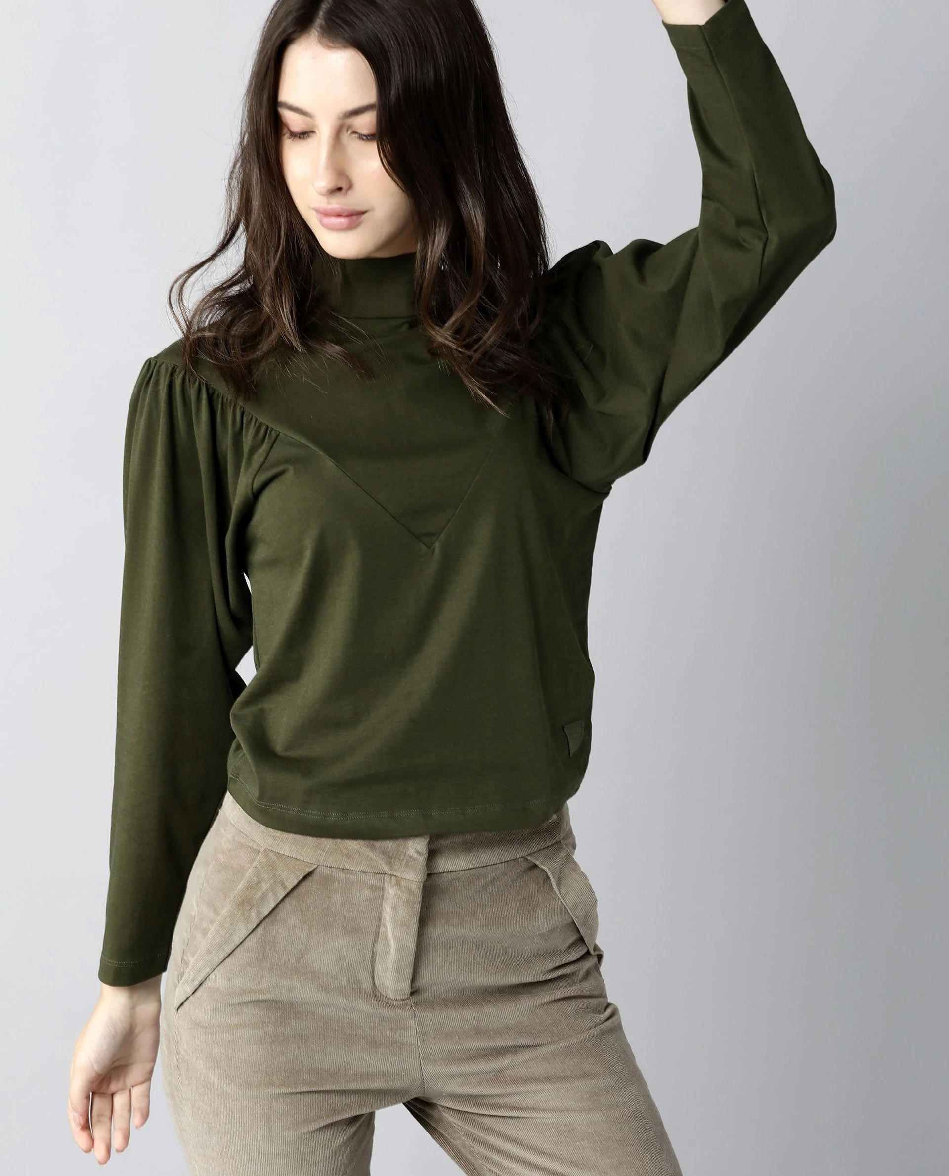 Rareism Women Lothy Green T-Shirt Full Sleeves - Image 5