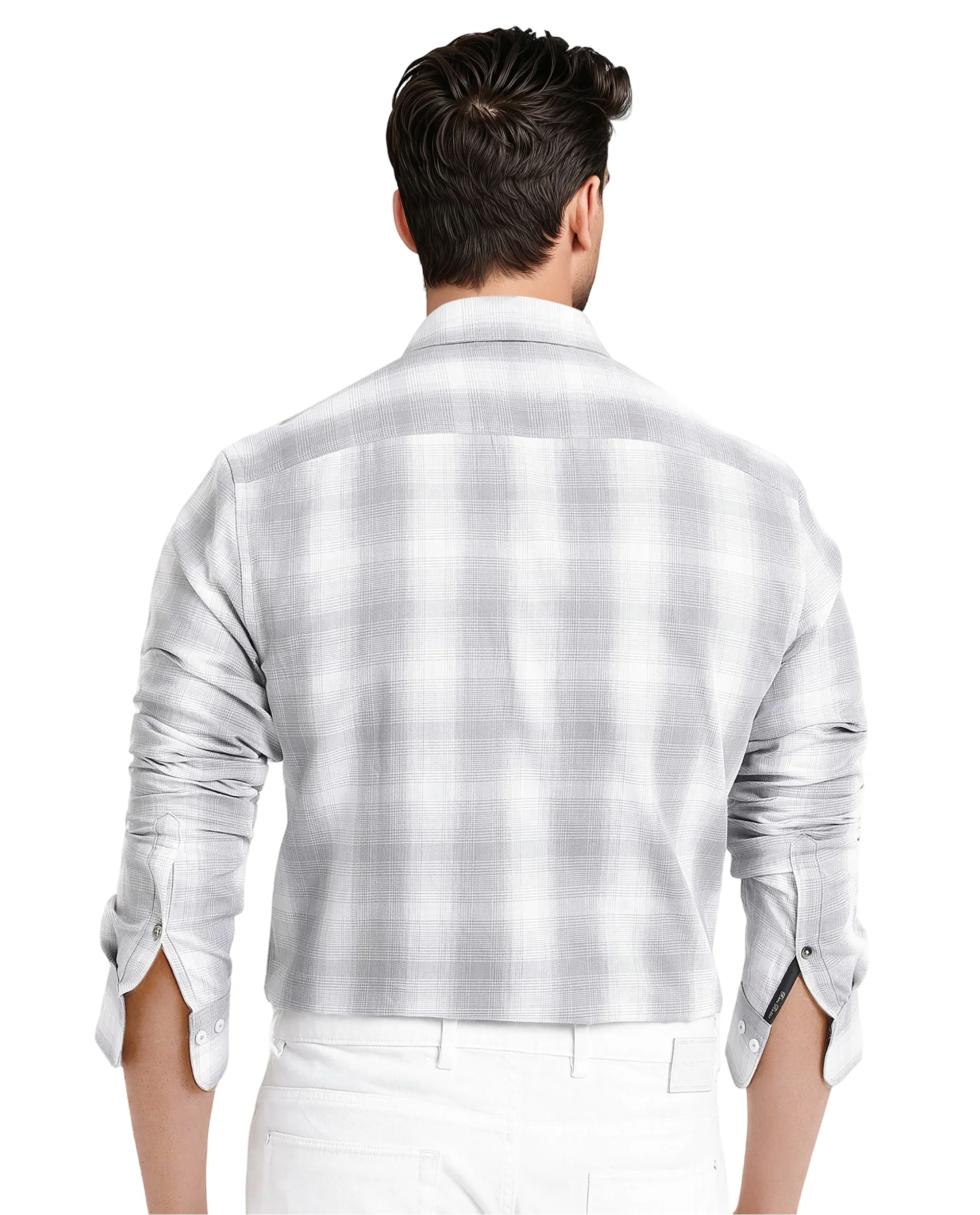 Rare Rabbit Men's Loto Grey Cotton Checked Print Regular Fit Full Sleeve Collared Shirt - Image 4