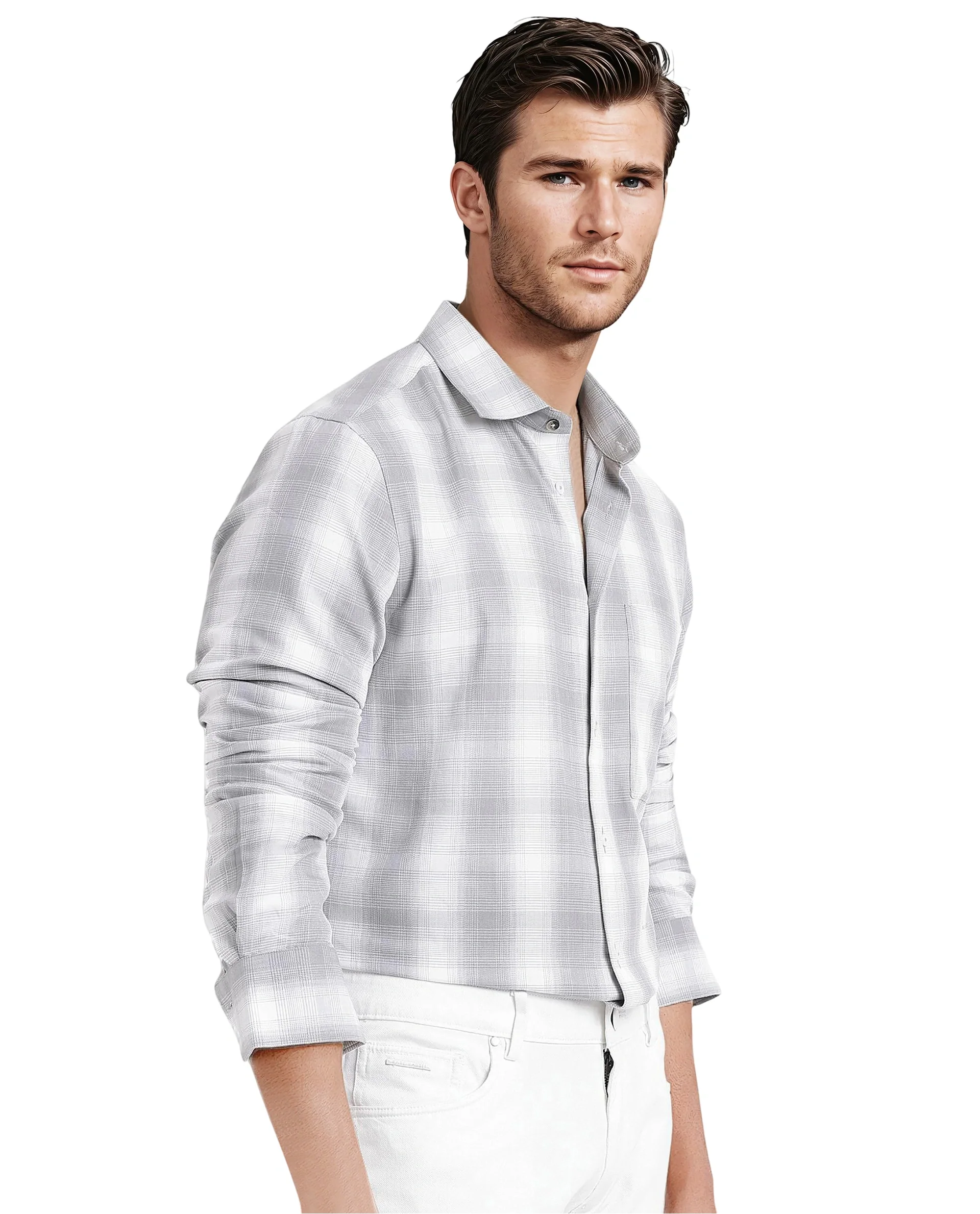 Rare Rabbit Men's Loto Grey Cotton Checked Print Regular Fit Full Sleeve Collared Shirt - Image 5