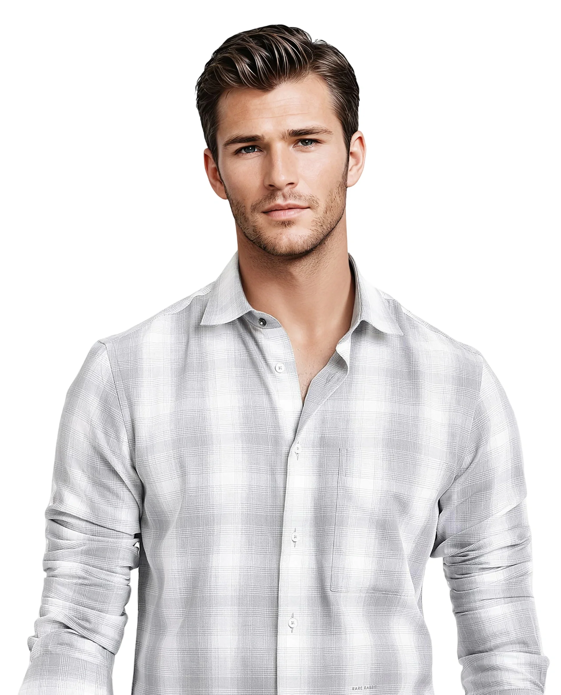 Rare Rabbit Men's Loto Grey Cotton Checked Print Regular Fit Full Sleeve Collared Shirt - Image 6