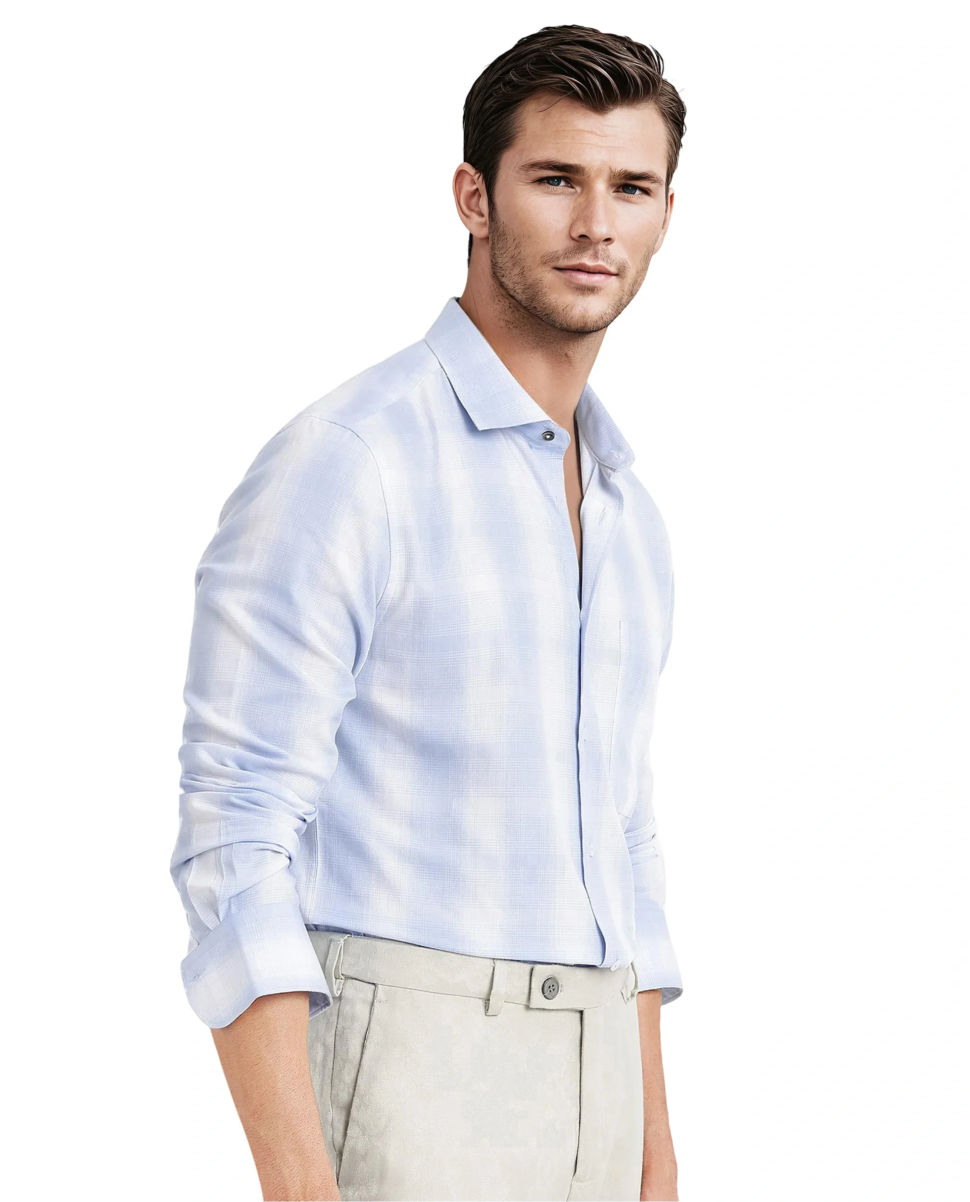 Rare Rabbit Men's Loto Light Blue Cotton Checked Print Regular Fit Full Sleeve Collared Shirt - Image 5