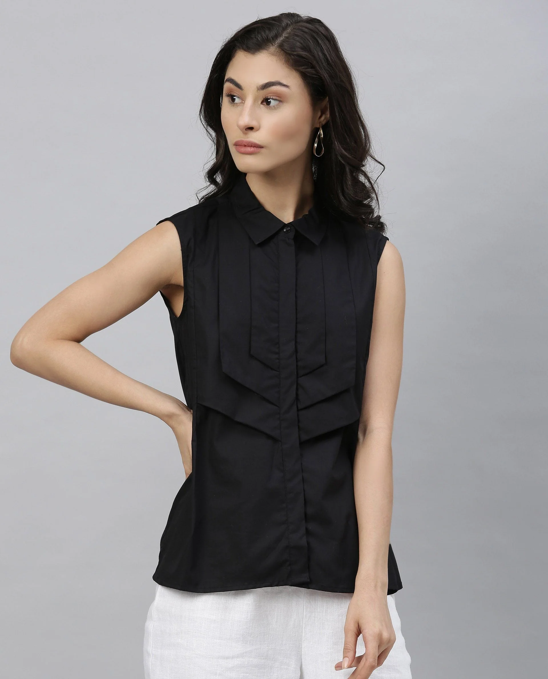 Rareism Women Lotte Black Top Sleeveless - Image 2