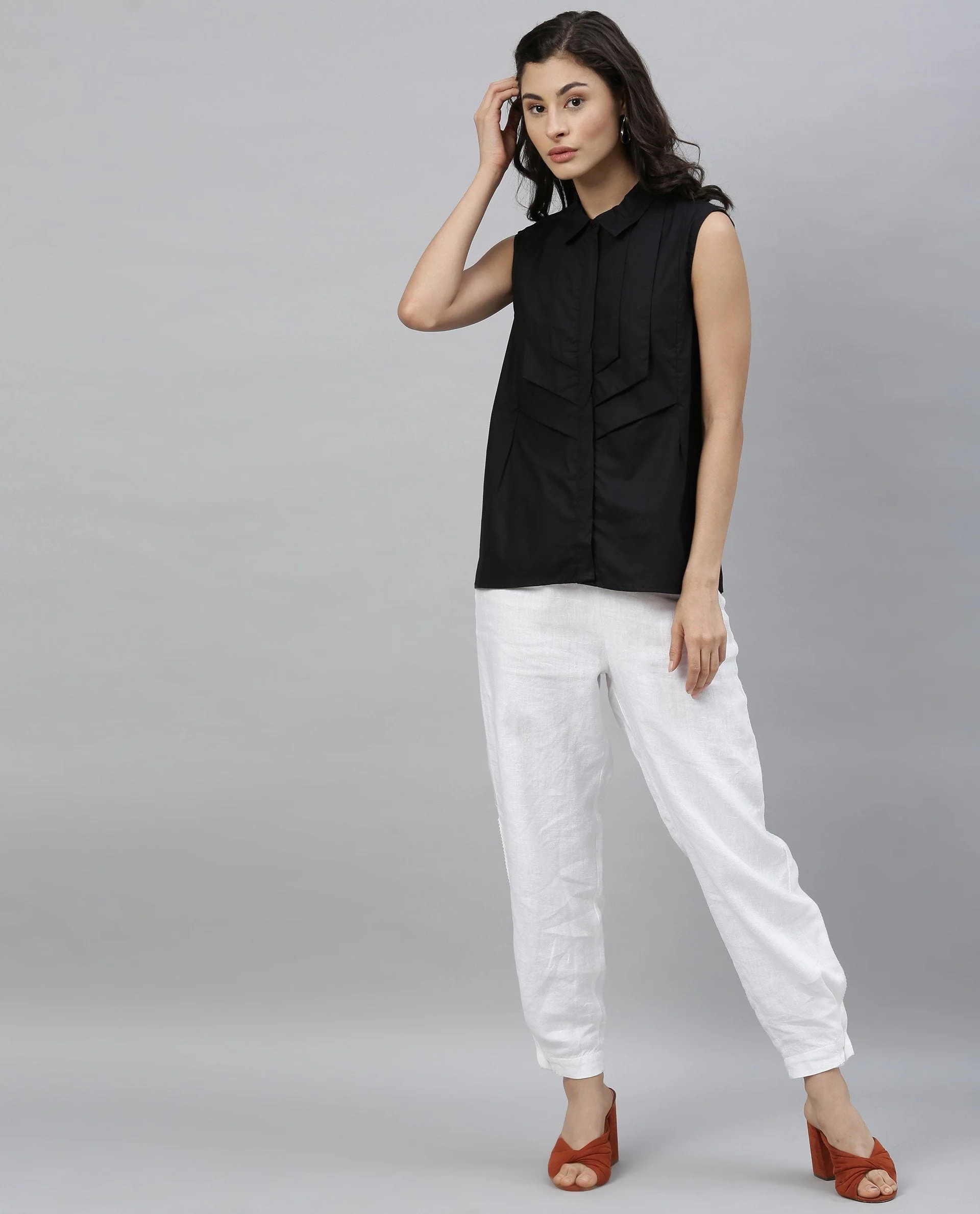 Rareism Women Lotte Black Top Sleeveless - Image 4