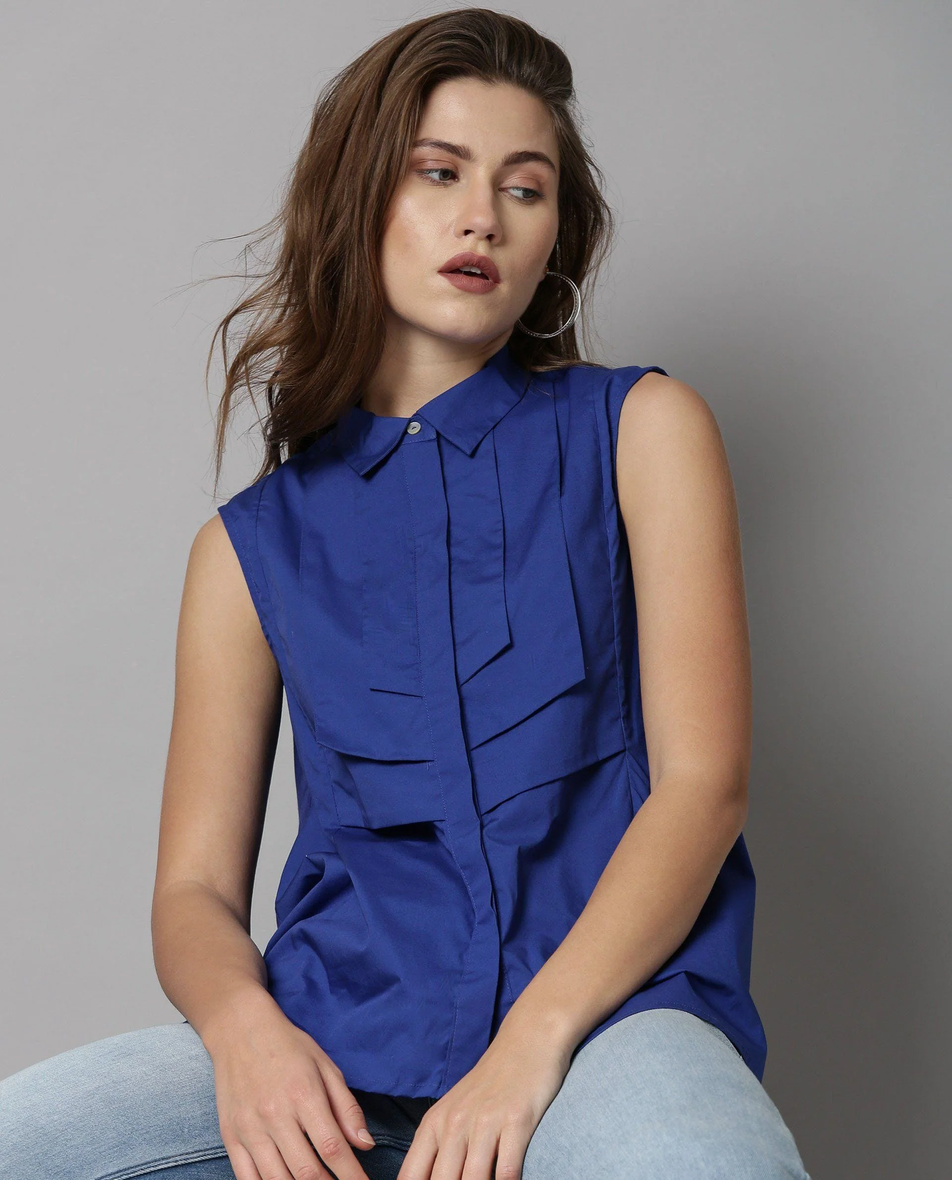 Rareism Women Lotte Blue Top Sleeveless - Image 2