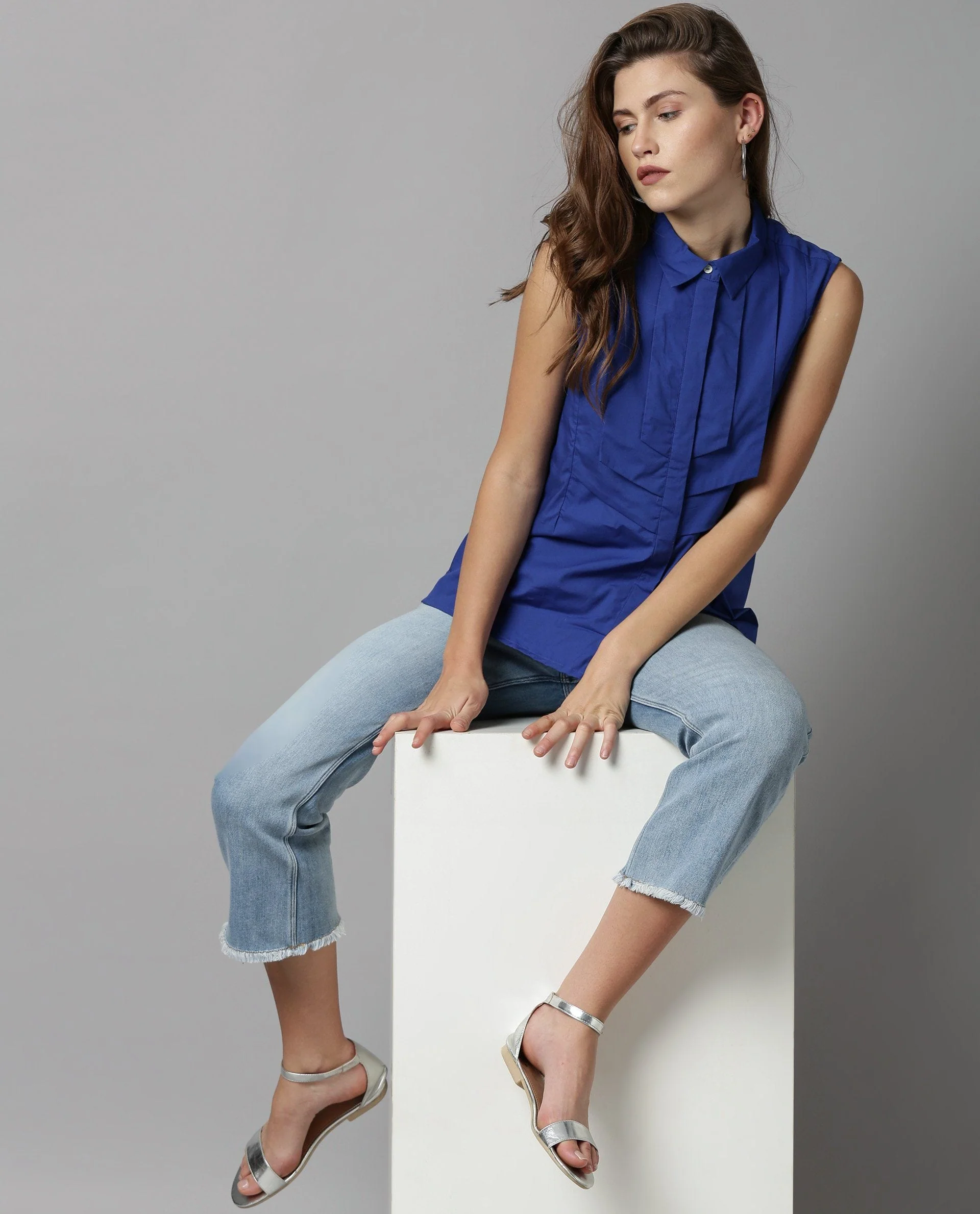 Rareism Women Lotte Blue Top Sleeveless - Image 5
