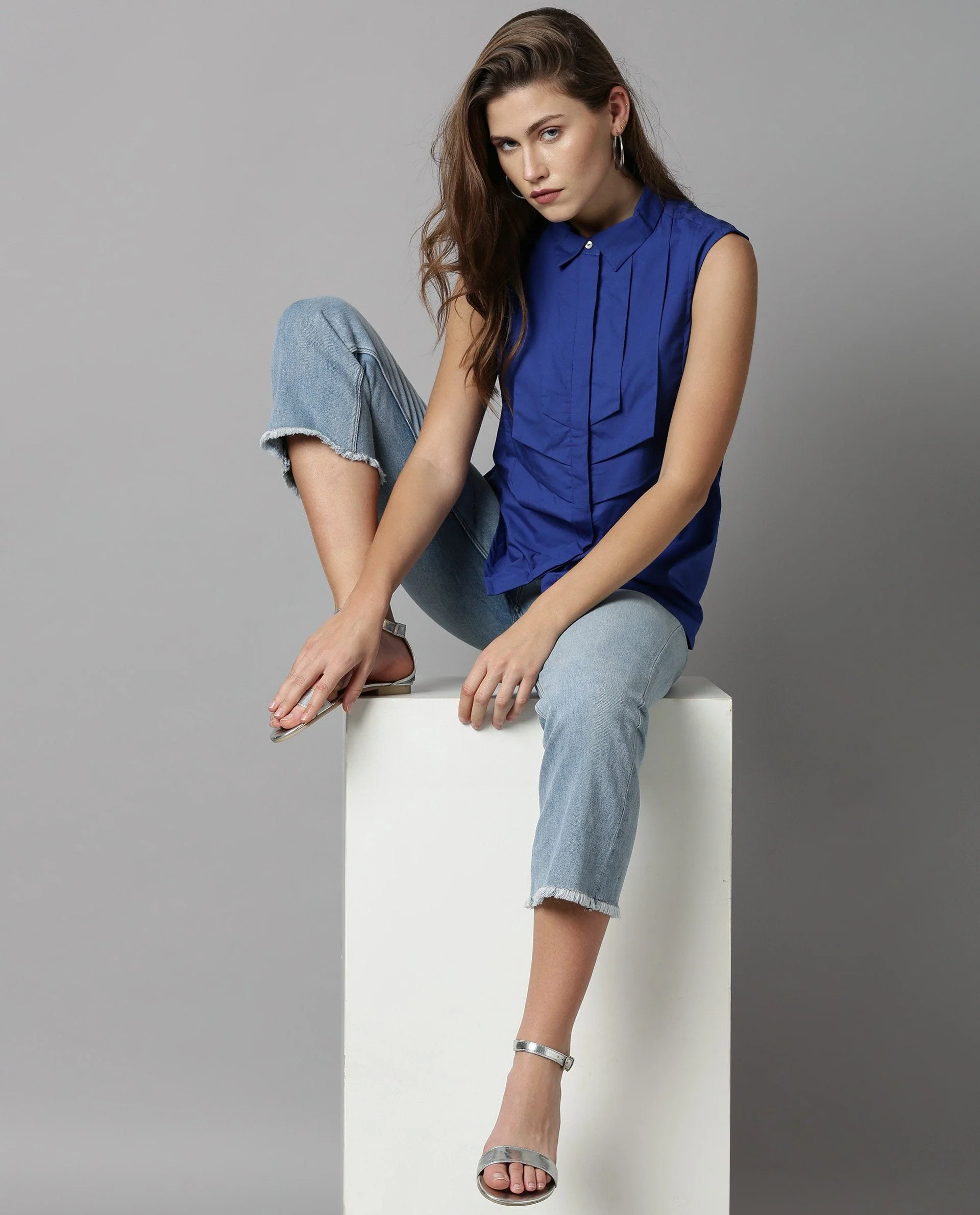 Rareism Women Lotte Blue Top Sleeveless - Image 6