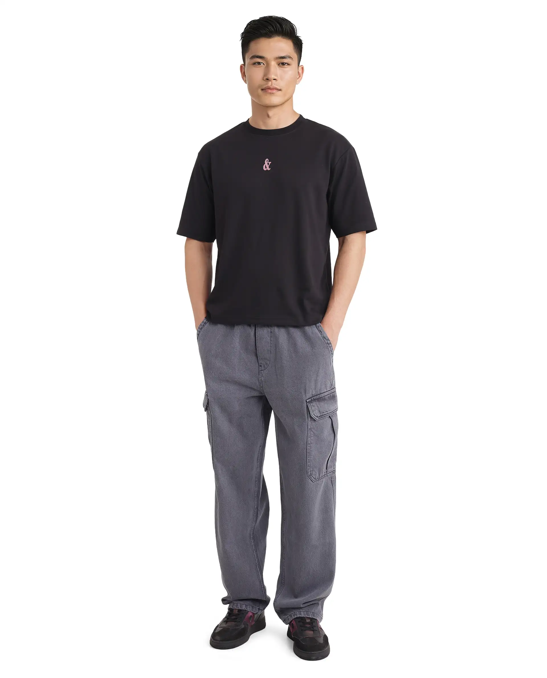 Rare Rabbit Men's Lout Black Cotton Graphic Print Boxy Fit Half Sleeve Crew Neck T-Shirt - Image 3