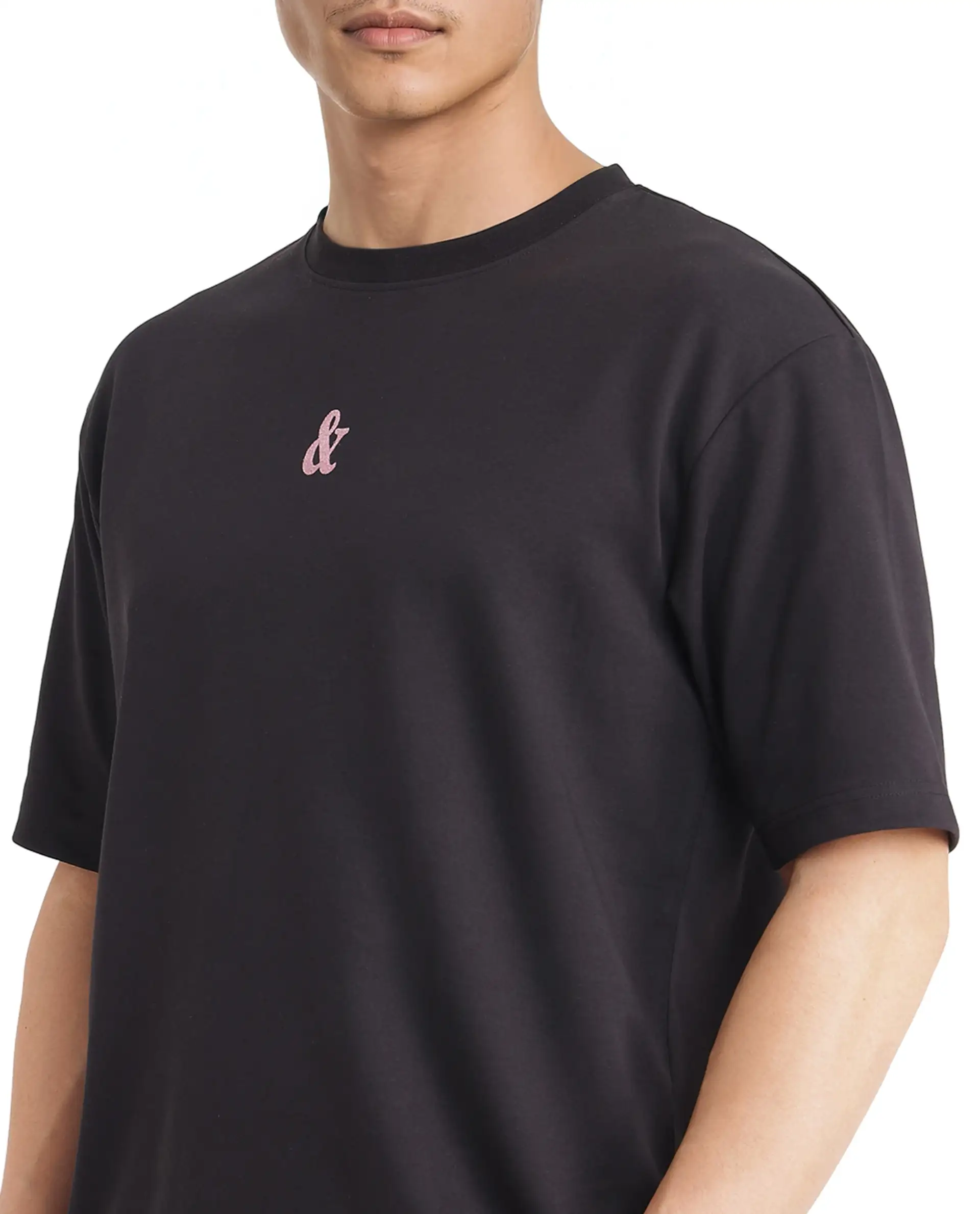 Rare Rabbit Men's Lout Black Cotton Graphic Print Boxy Fit Half Sleeve Crew Neck T-Shirt - Image 6