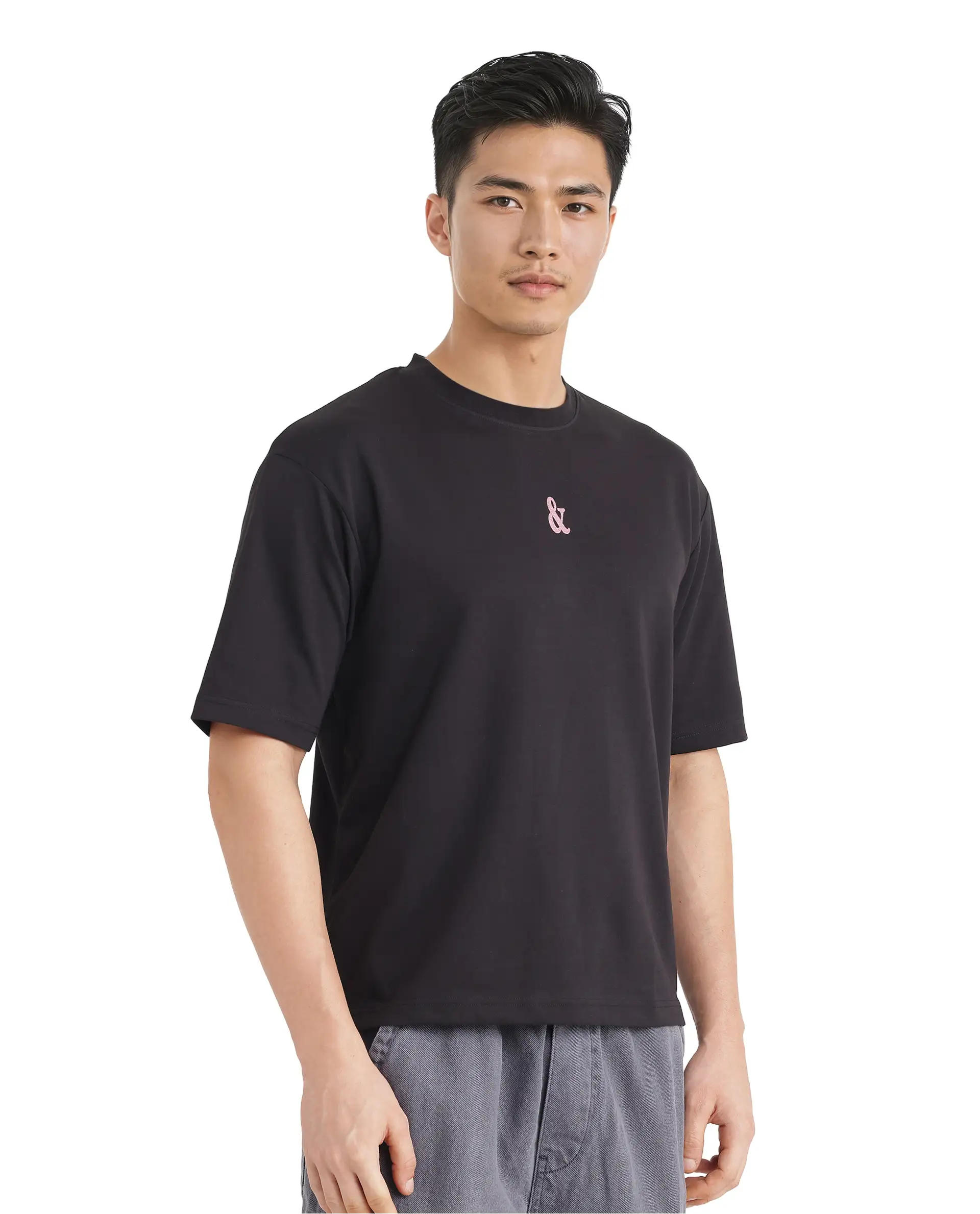 Rare Rabbit Men's Lout Black Cotton Graphic Print Boxy Fit Half Sleeve Crew Neck T-Shirt - Image 8