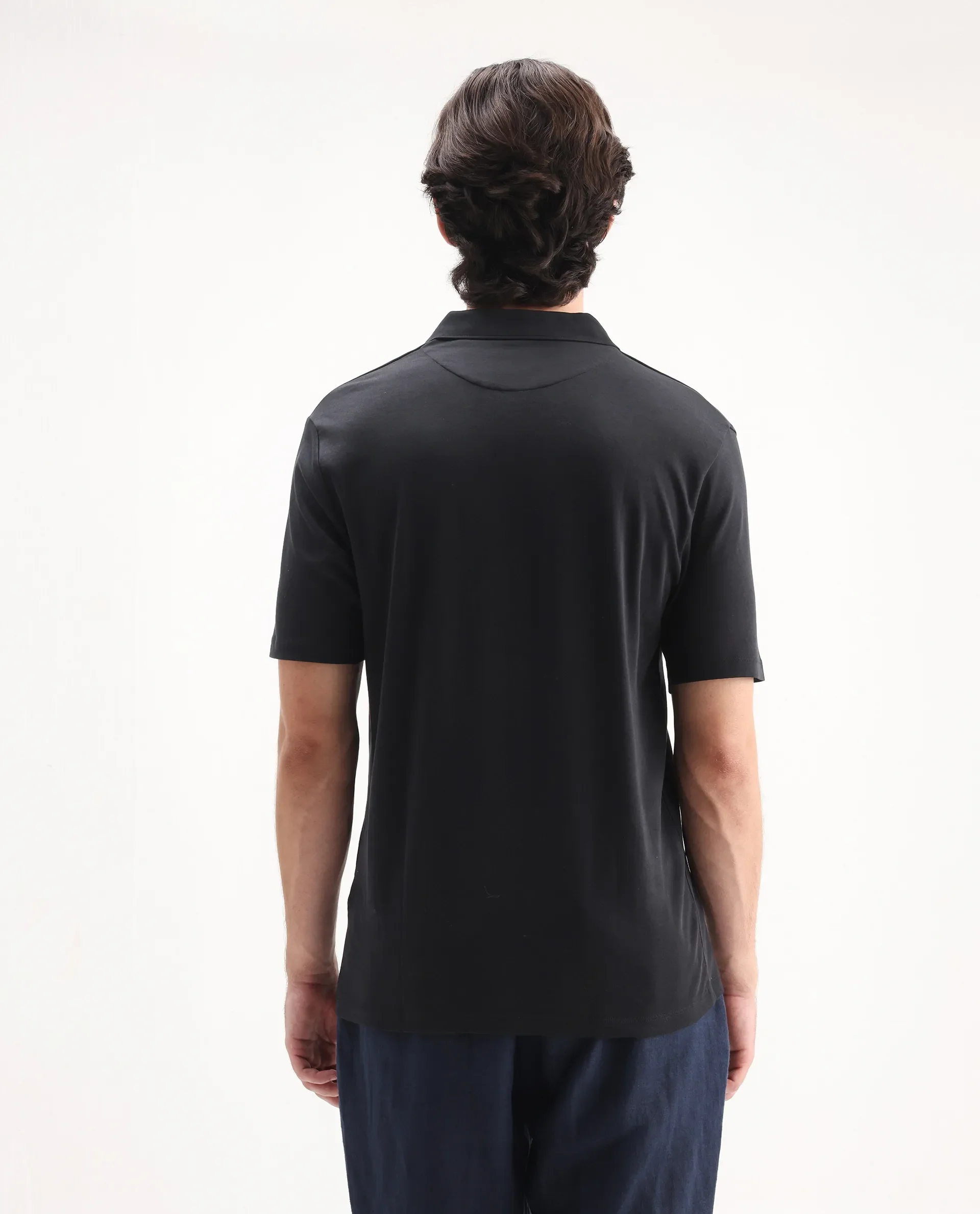 Rare Rabbit Men's Lov Black Cotton Embroidered Regular Fit Half Sleeve Polo - Image 7