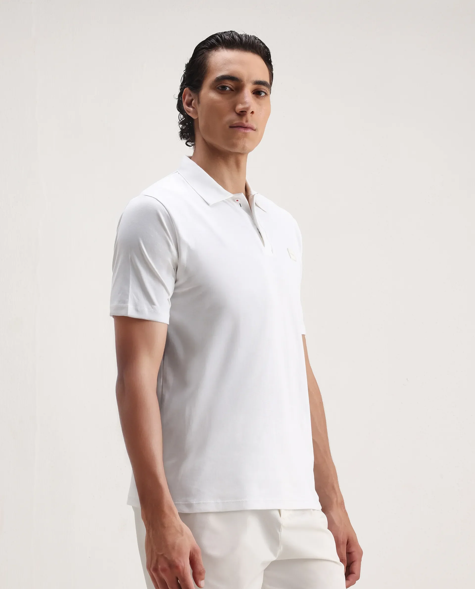 Rare Rabbit Men's Lov White Cotton Embroidered Regular Fit Half Sleeve Polo - Image 4