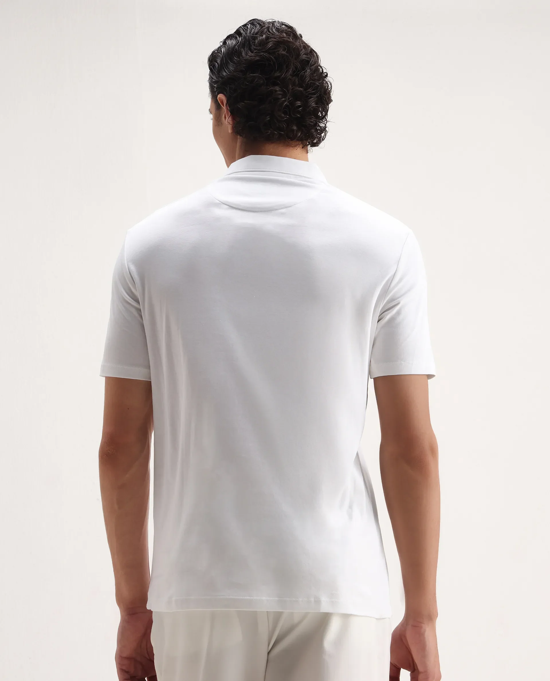 Rare Rabbit Men's Lov White Cotton Embroidered Regular Fit Half Sleeve Polo - Image 6