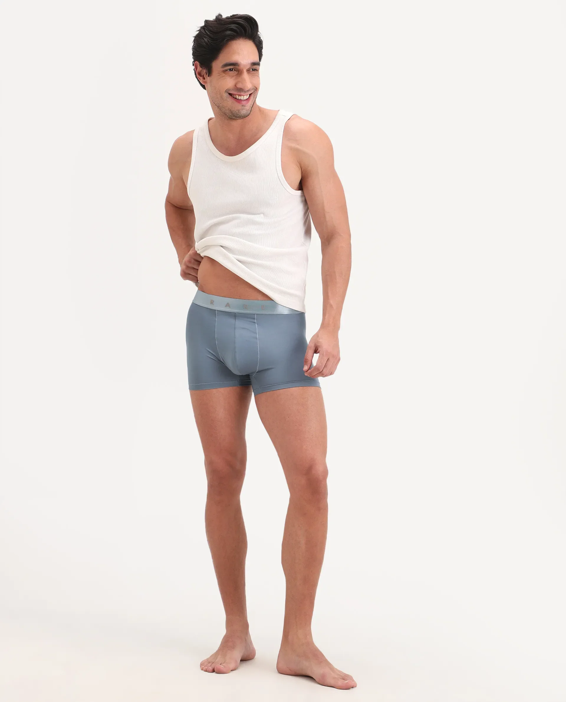 Rare Rabbit Men's Lovi Blue Soft Nylon Blend Trunks - Image 5