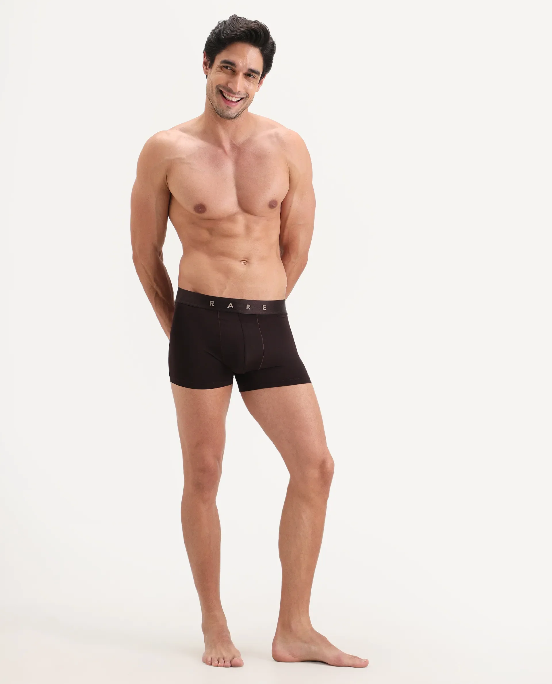 Rare Rabbit Men's Lovi Brown Soft Nylon Blend Trunks - Image 3