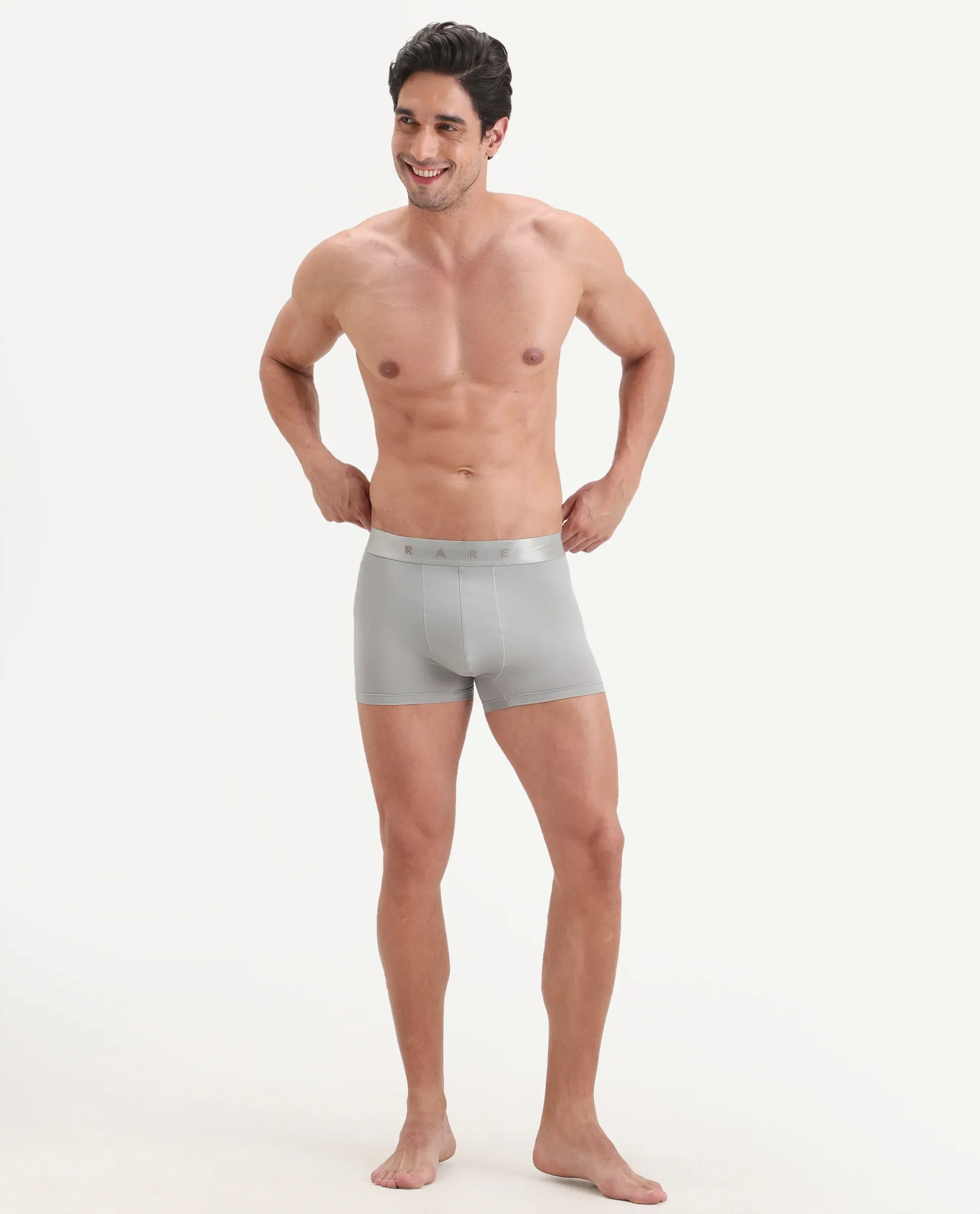 Rare Rabbit Men's Lovi Grey Soft Nylon Blend Trunks - Image 3