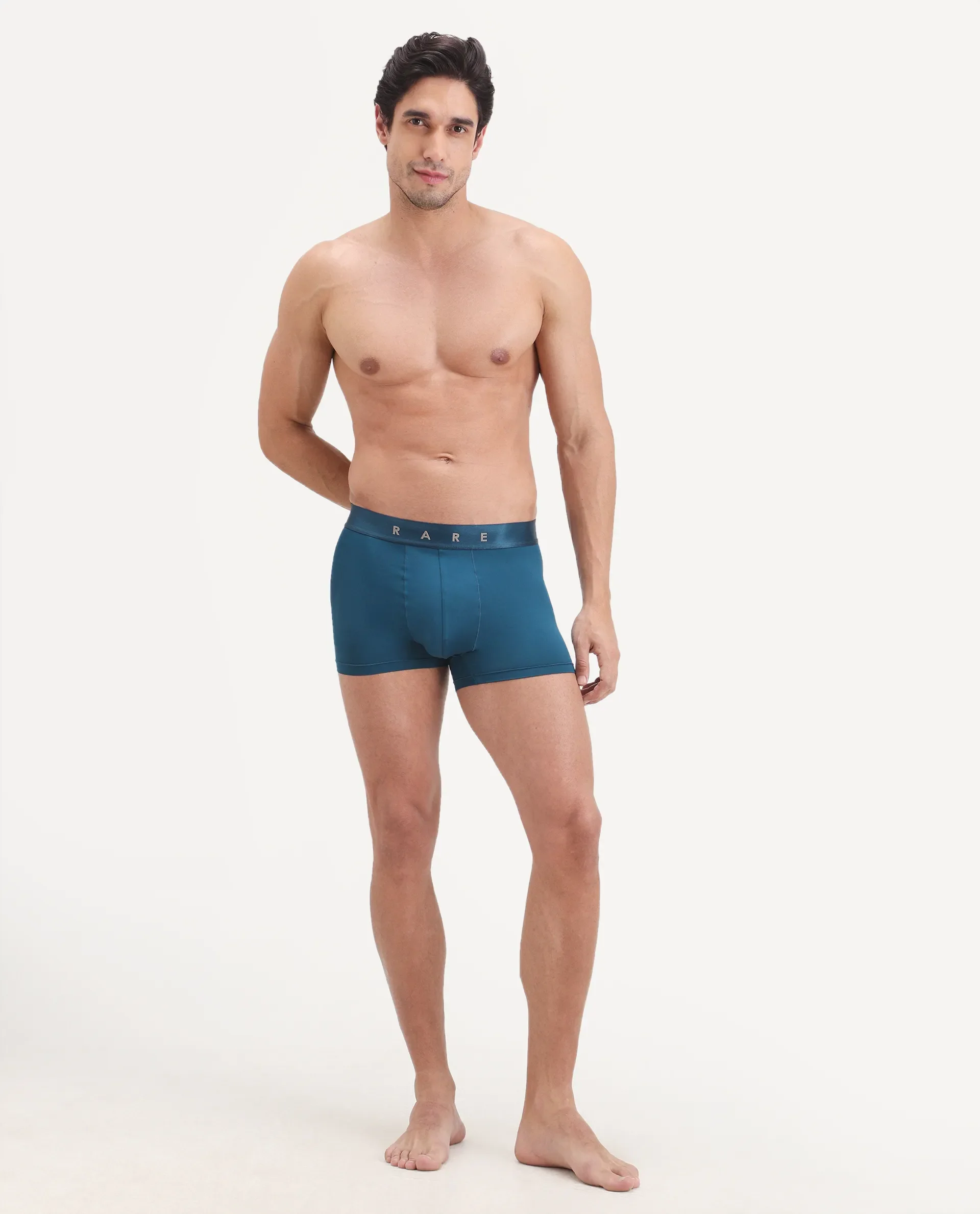 Rare Rabbit Men's Lovi Petrol Soft Nylon Blend Trunks - Image 3