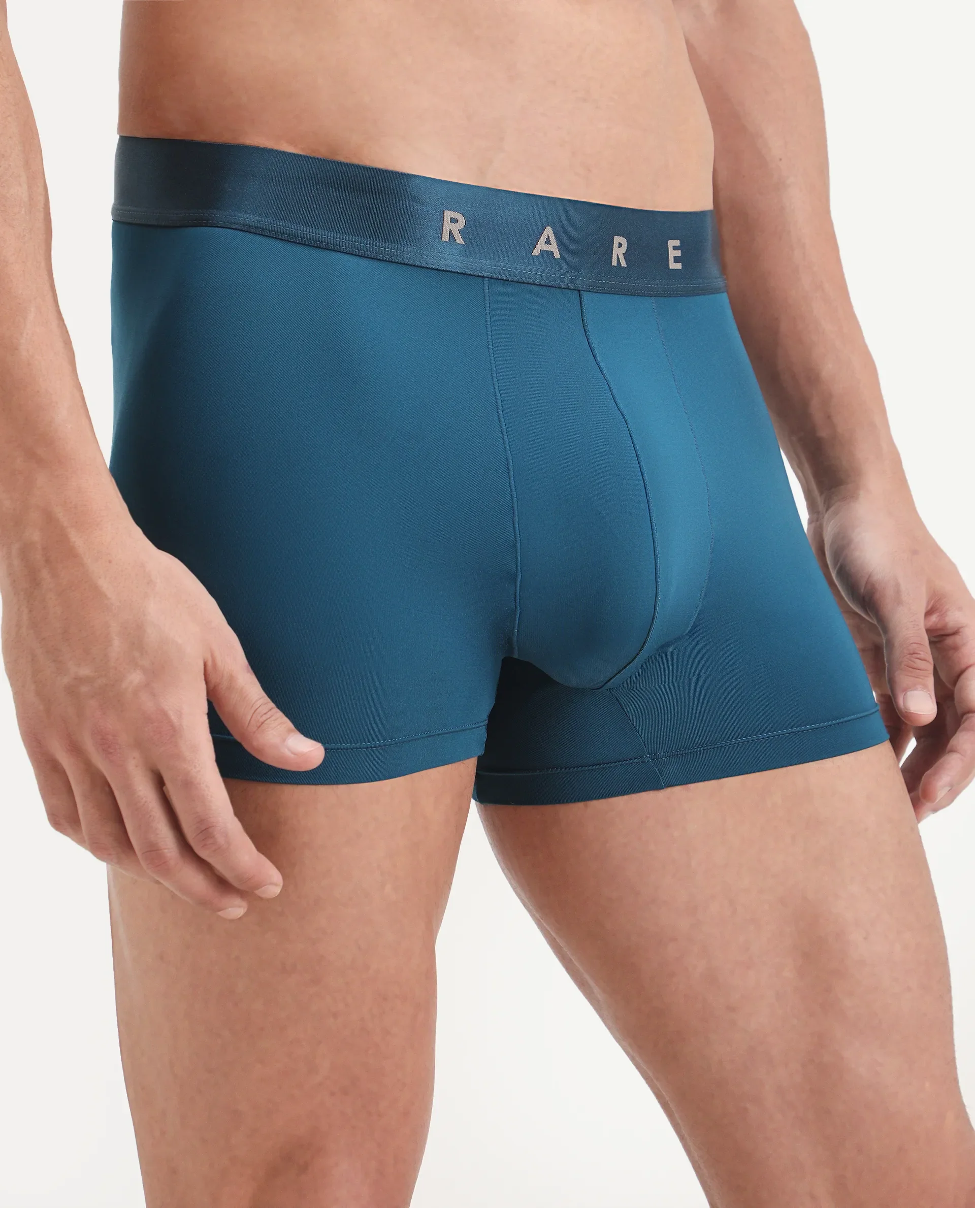 Rare Rabbit Men's Lovi Petrol Soft Nylon Blend Trunks - Image 6