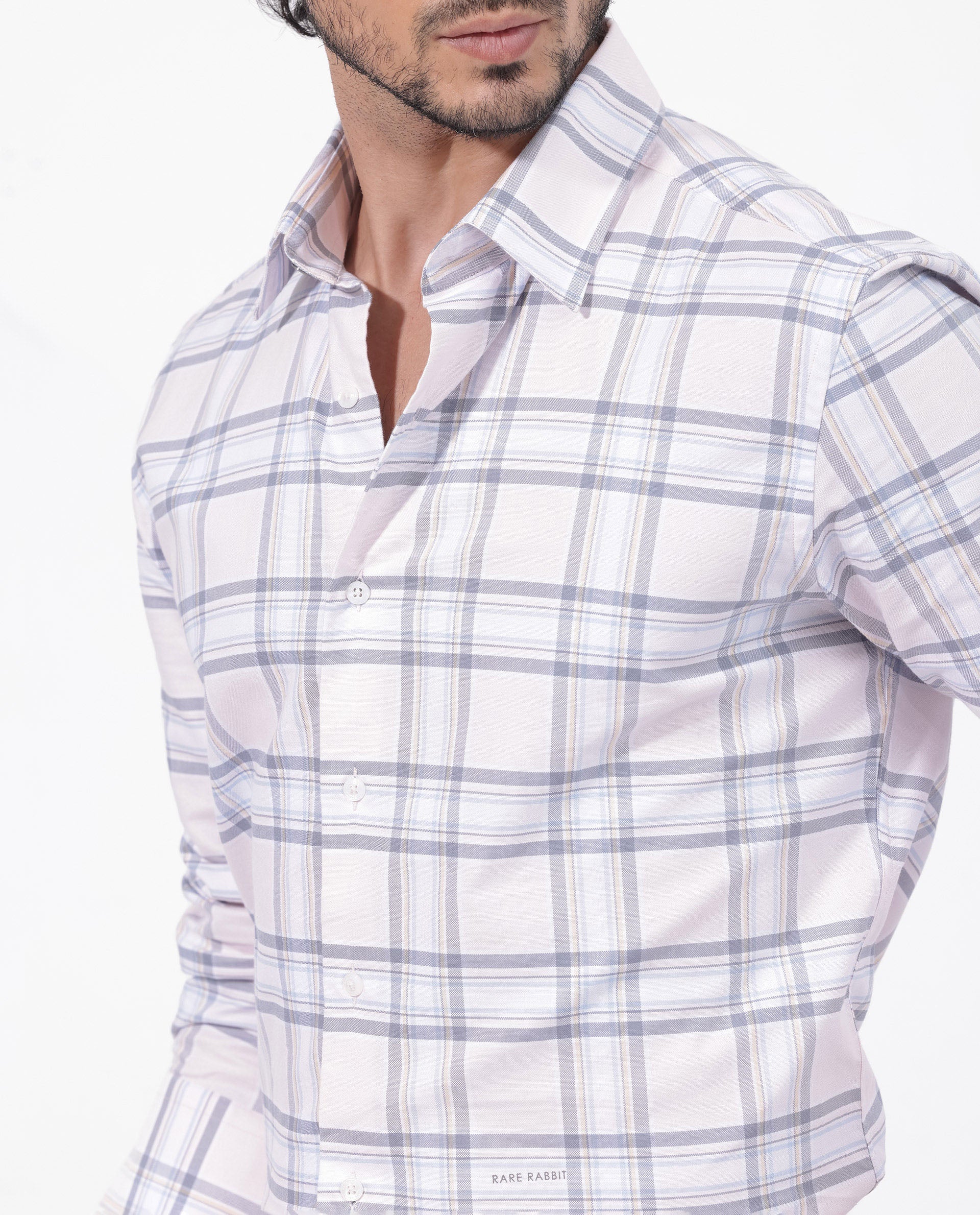 Rare Rabbit Men's Lowen Pastel Pink Cotton Checked Print Regular Fit Full Sleeve Collared Shirt - Image 4