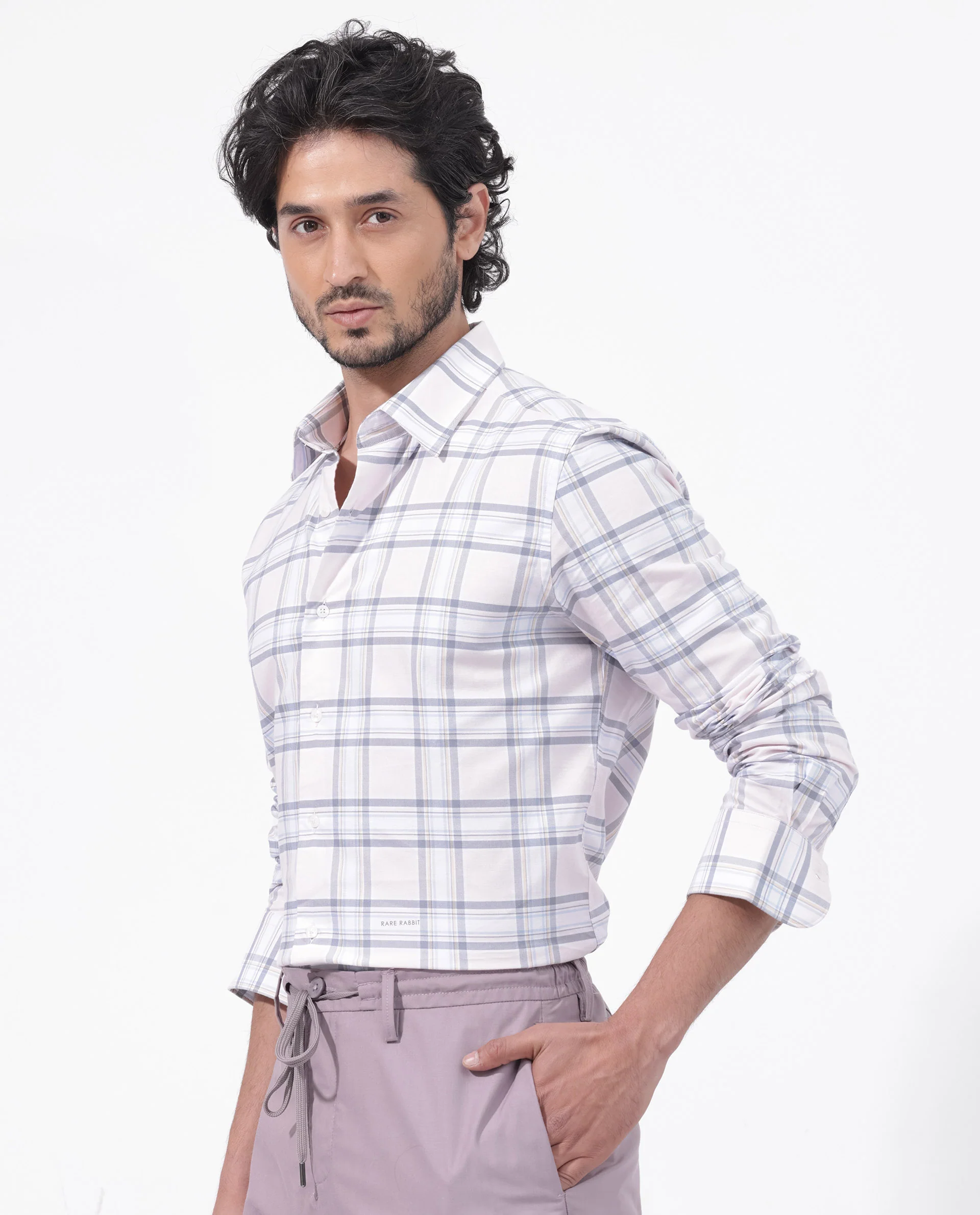 Rare Rabbit Men's Lowen Pastel Pink Cotton Checked Print Regular Fit Full Sleeve Collared Shirt - Image 6