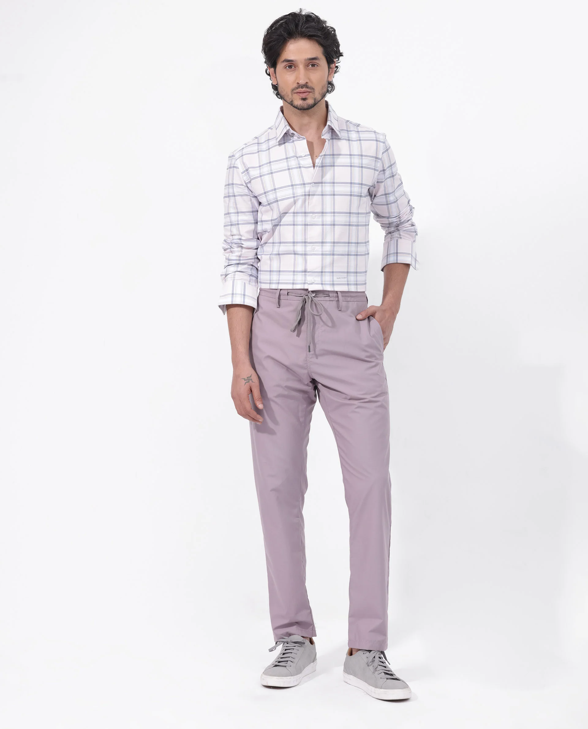 Rare Rabbit Men's Lowen Pastel Pink Cotton Checked Print Regular Fit Full Sleeve Collared Shirt - Image 8