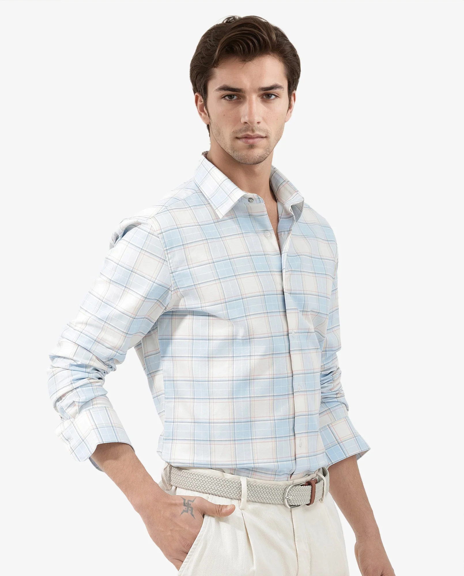 Rare Rabbit Men's Lowen Pastel Yellow Cotton Checked Print Regular Fit Full Sleeve Collared Shirt - Image 4