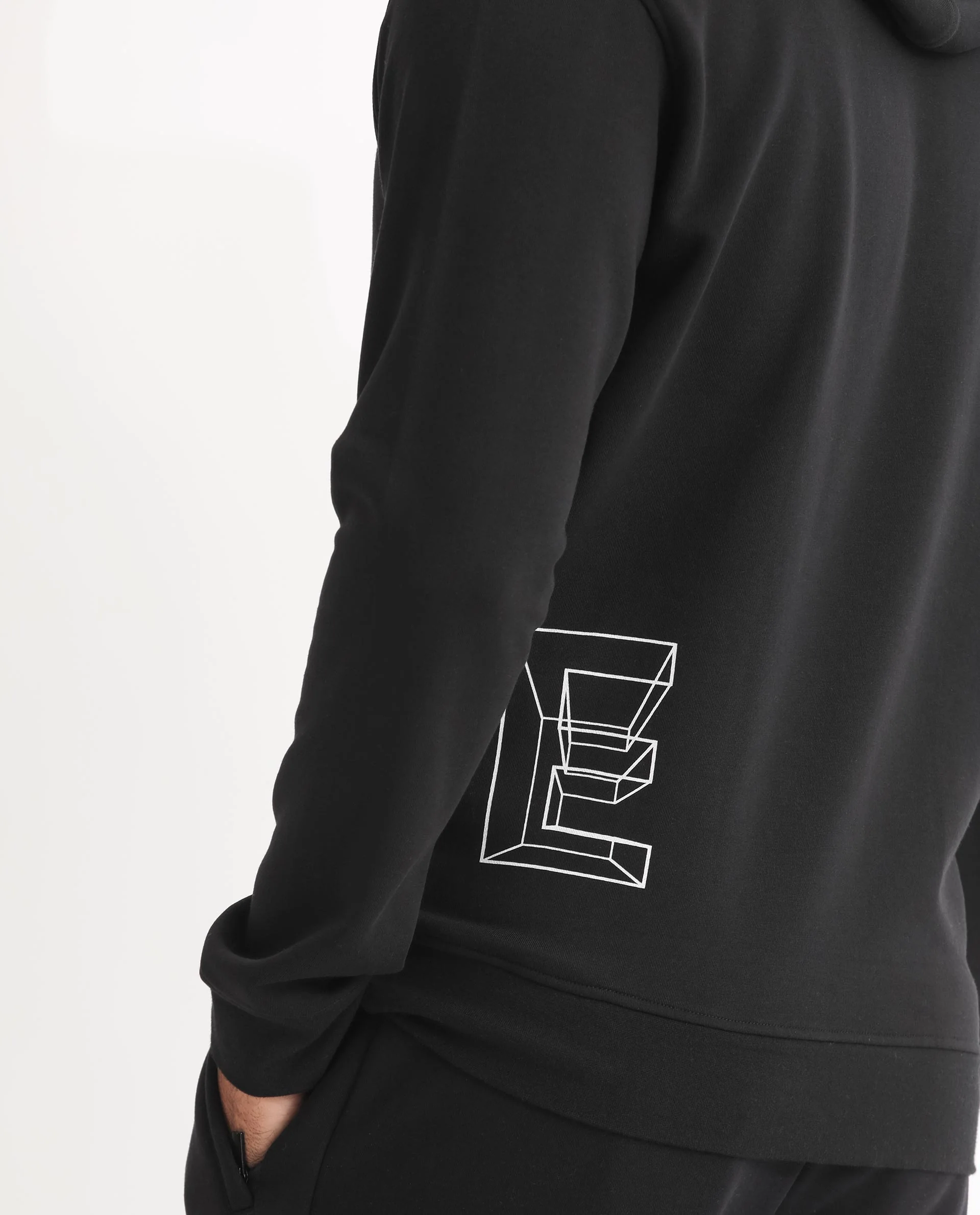 Rare Rabbit Men's Luan Black Graphic Print Regular Fit Full Sleeve Hooded Sweatshirt - Image 5