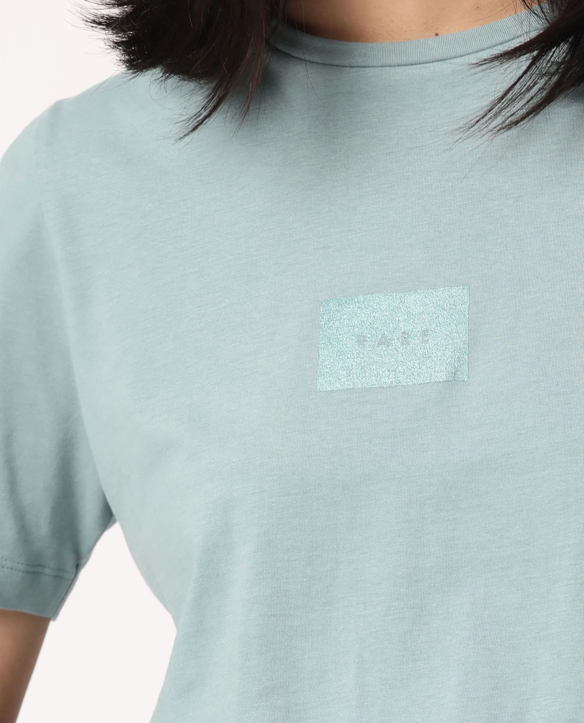 Rareism Womens Luani Green T-Shirt Supima Cotton Fabric Slim Fit Round Neck - Image 3