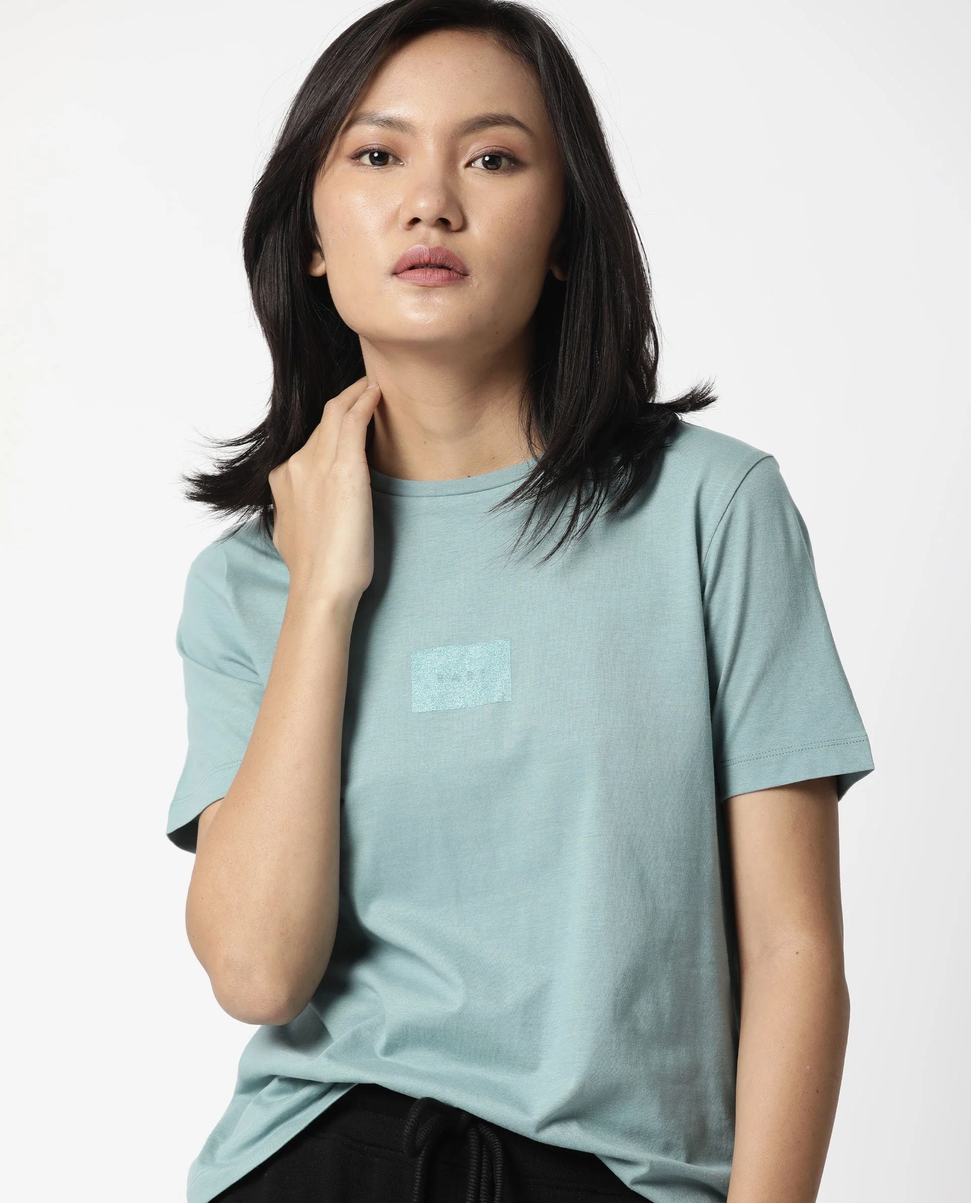 Rareism Womens Luani Green T-Shirt Supima Cotton Fabric Slim Fit Round Neck - Image 6