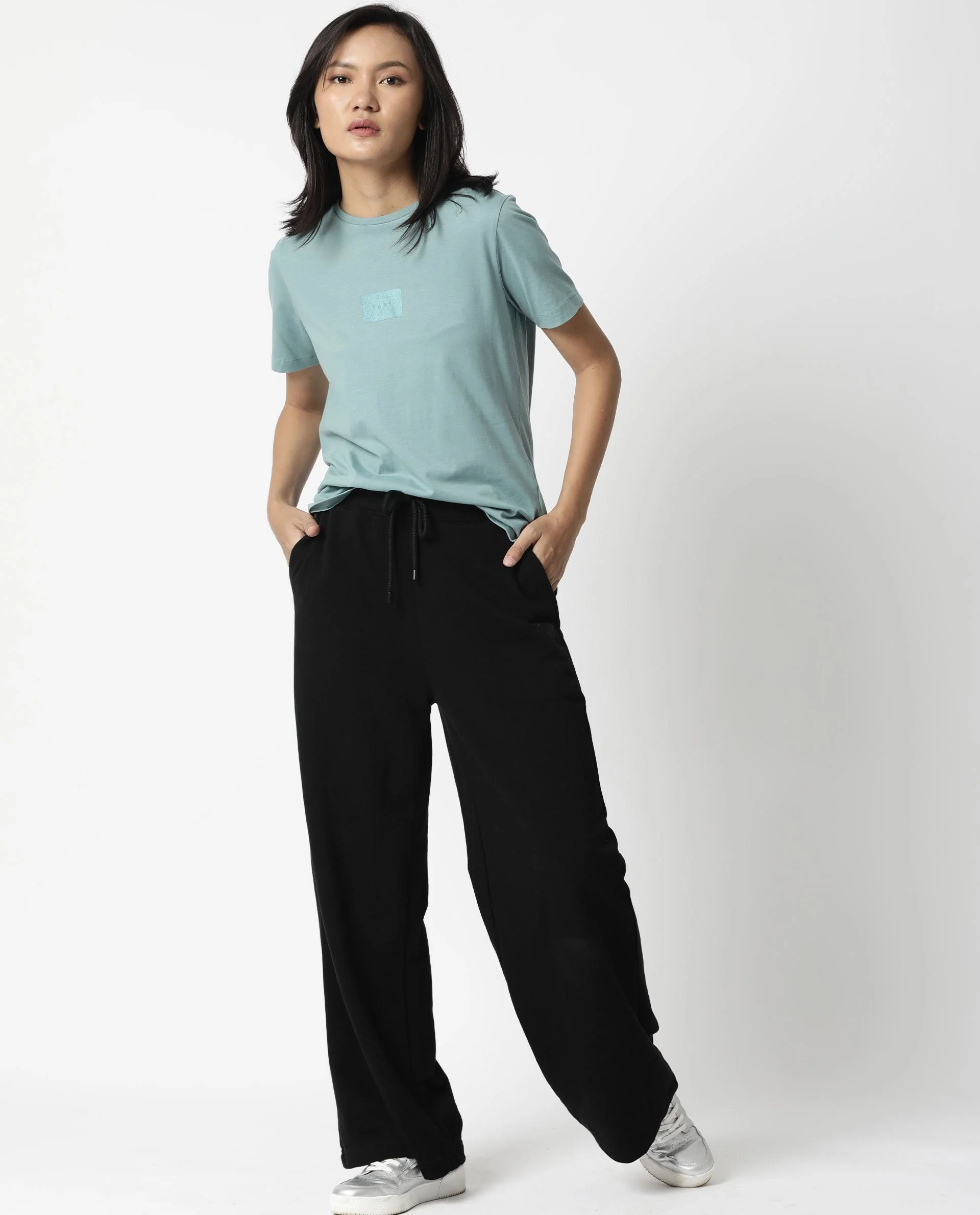 Rareism Womens Luani Green T-Shirt Supima Cotton Fabric Slim Fit Round Neck - Image 7