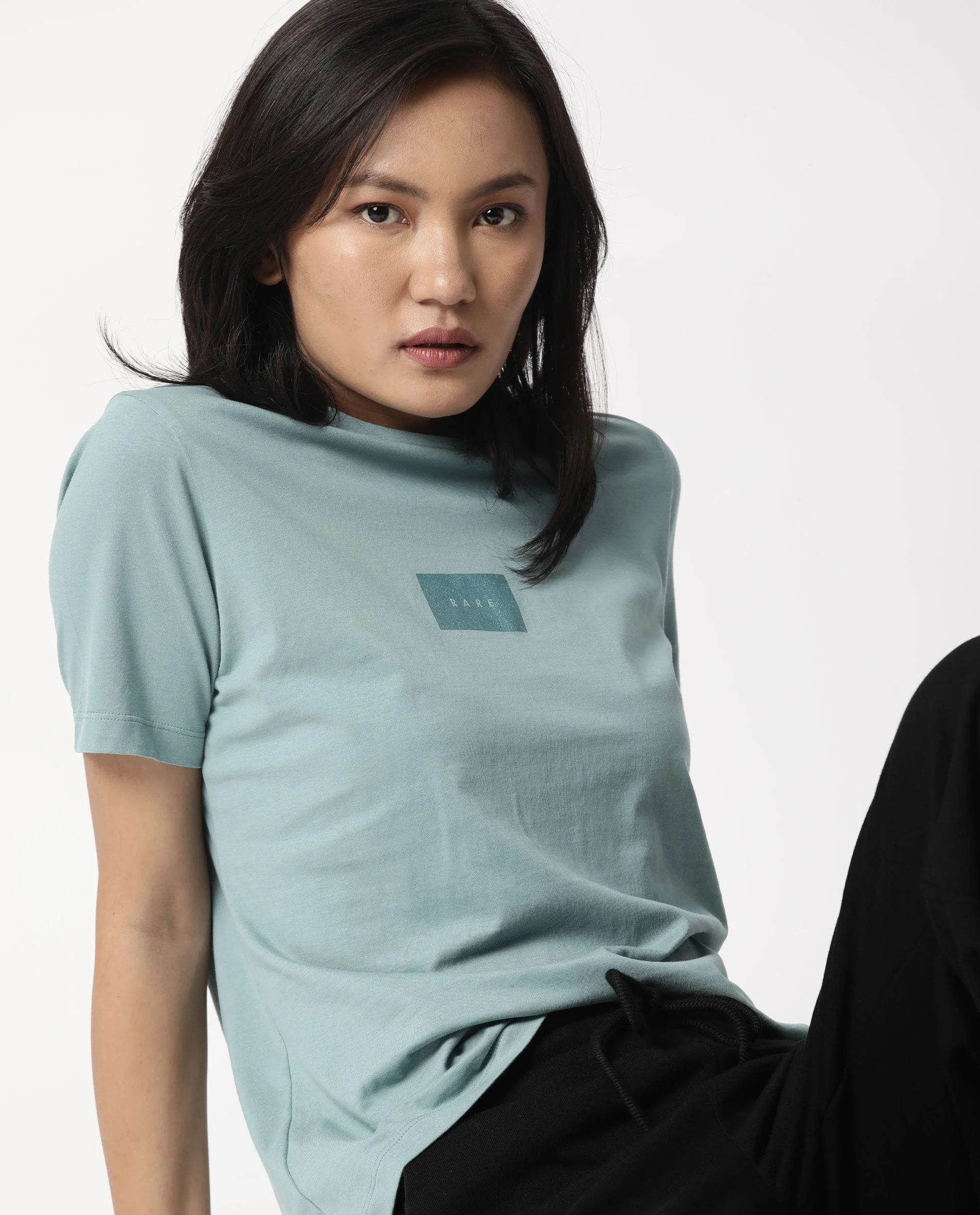 Rareism Womens Luani Green T-Shirt Supima Cotton Fabric Slim Fit Round Neck - Image 8