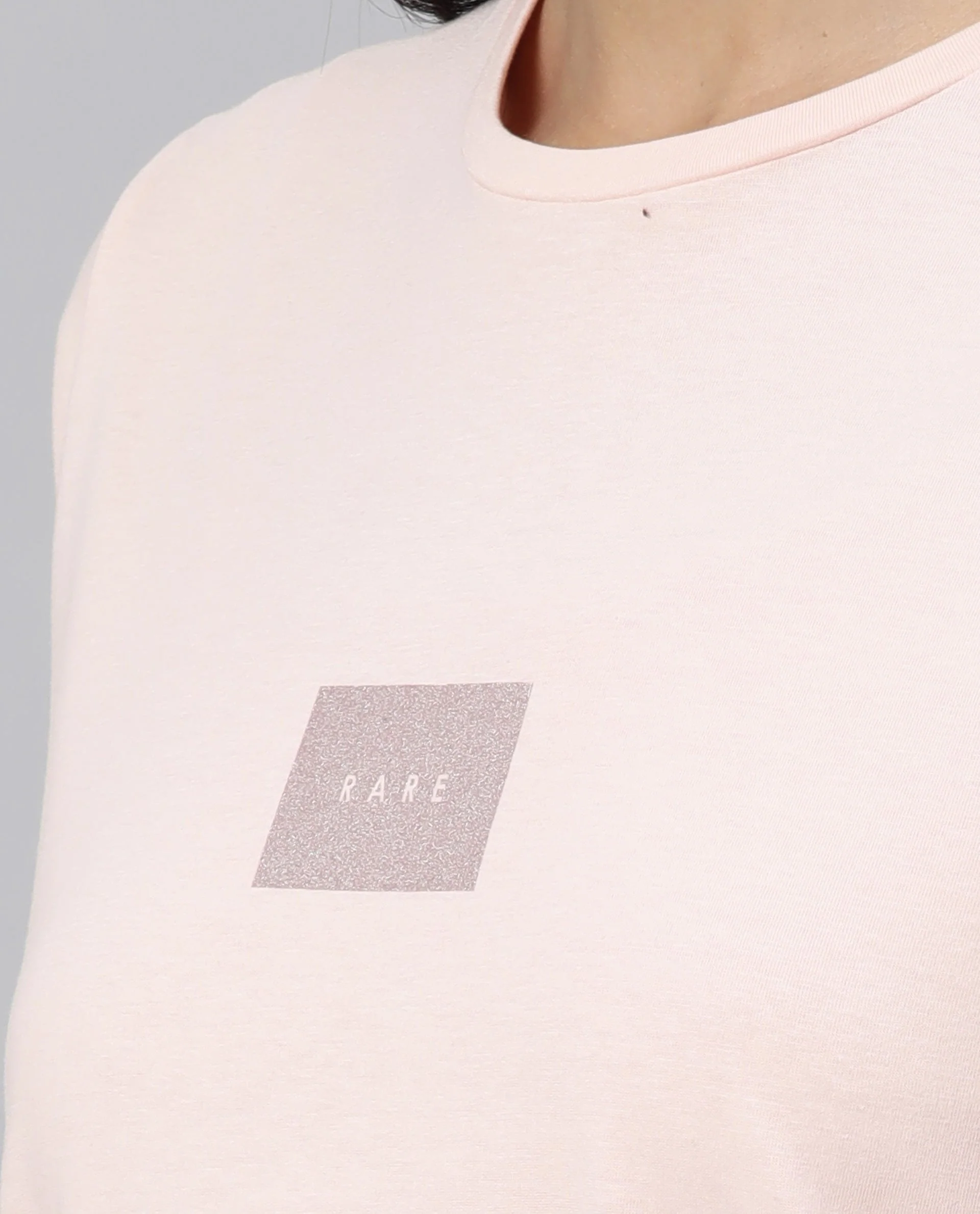 Rareism Women's Luani Peach Cotton Crew Neck Graphic Print Regular Fit T-Shirt - Image 2