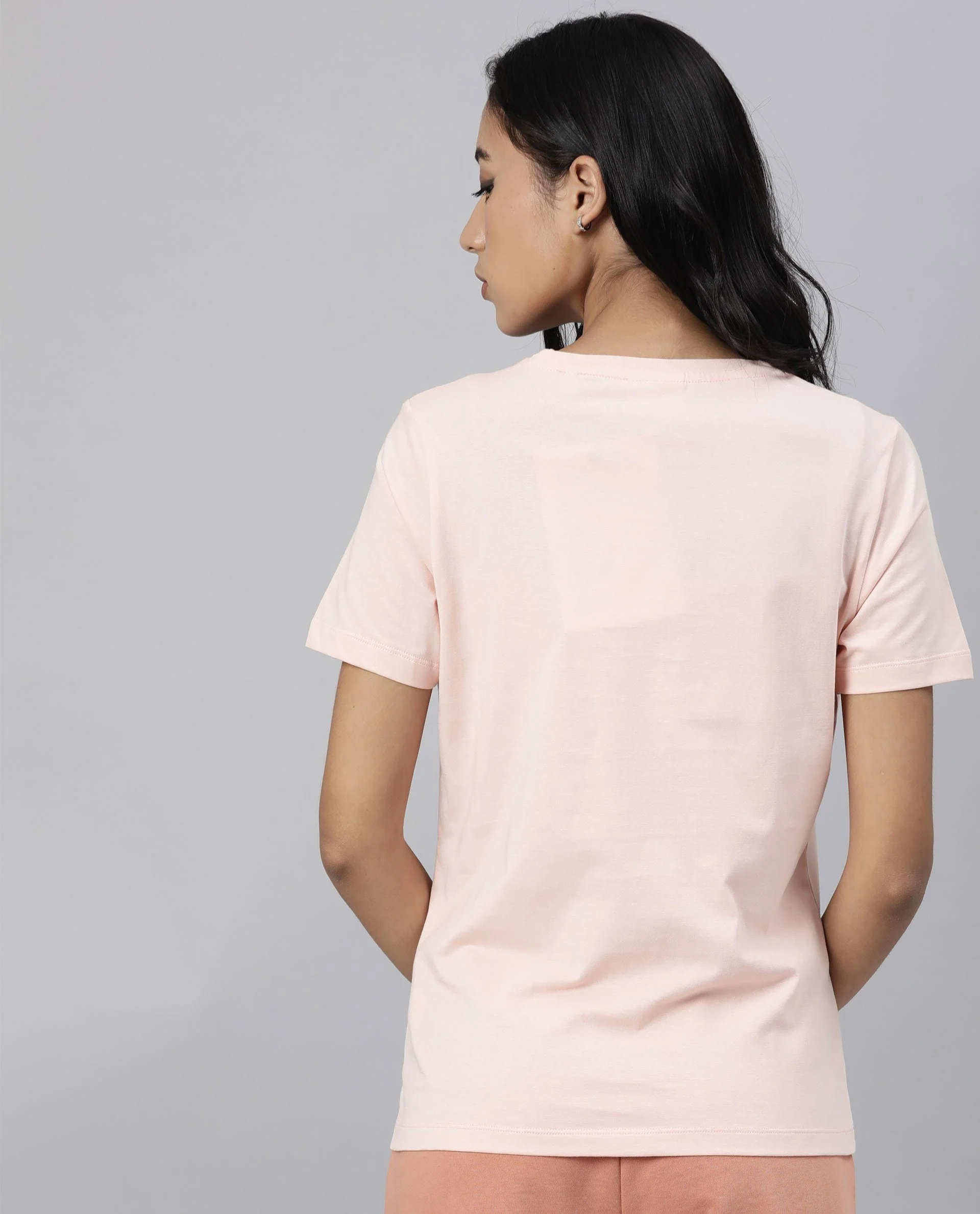 Rareism Women's Luani Peach Cotton Crew Neck Graphic Print Regular Fit T-Shirt - Image 3
