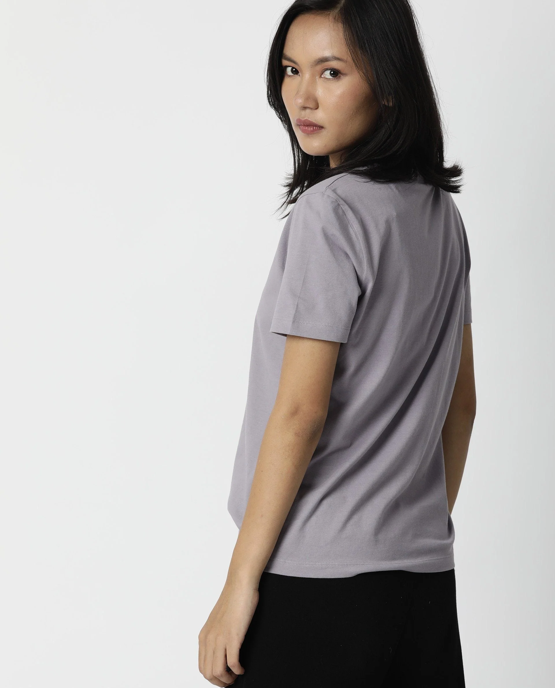 Rareism Womens Luani Lilac T-Shirt Supima Cotton Fabric Slim Fit Round Neck - Image 2