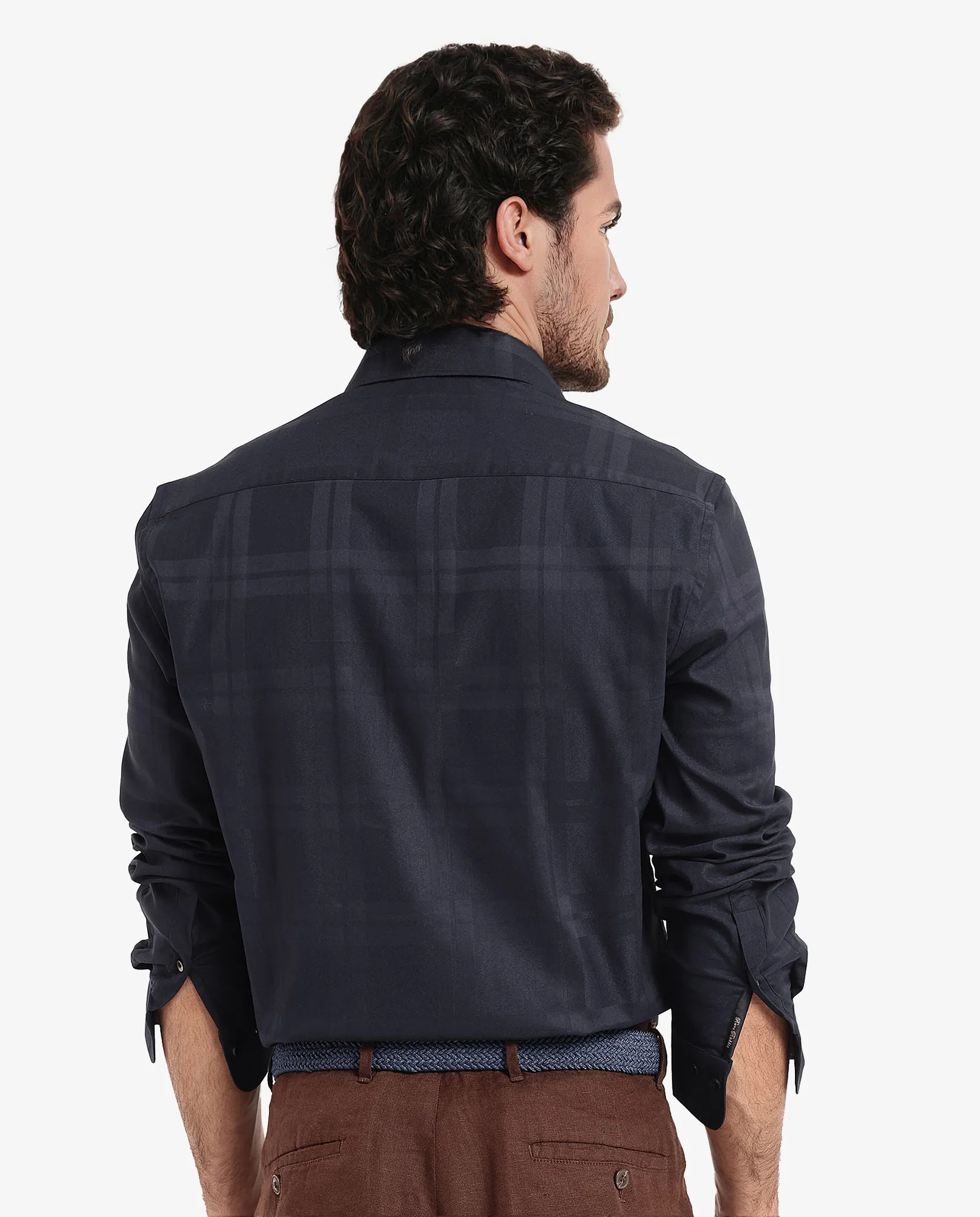 Rare Rabbit Men's Lubin Navy Cotton Checked Print Regular Fit Full Sleeve Collared Shirt - Image 8