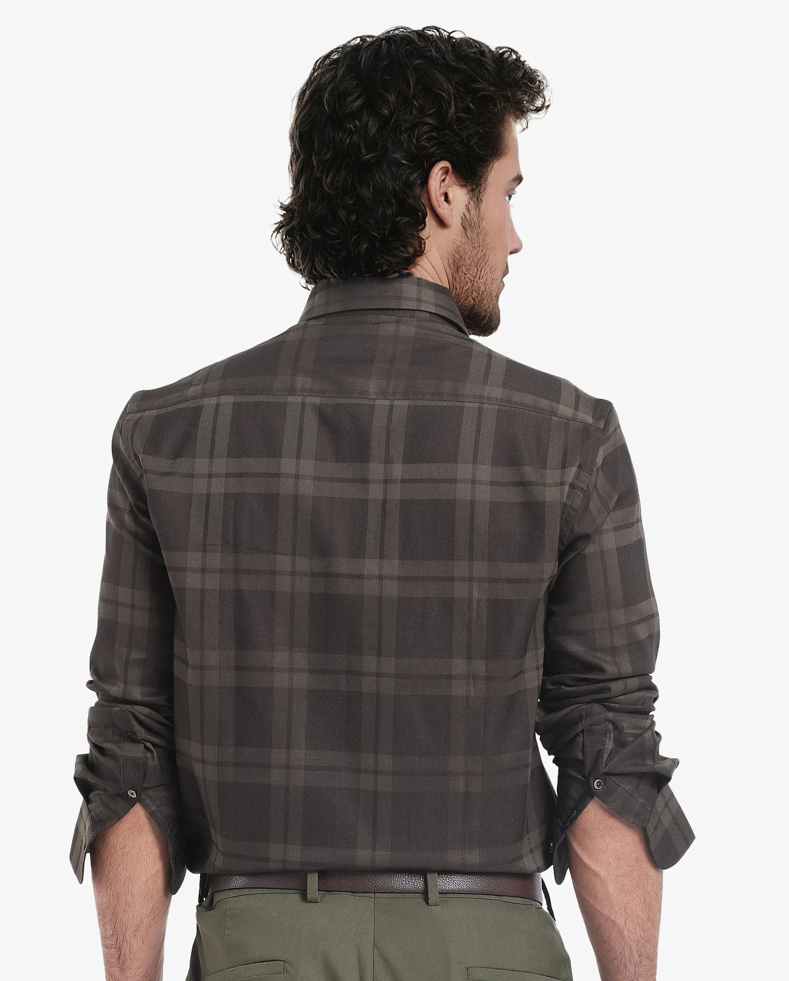 Rare Rabbit Men's Lubin Olive Cotton Checked Print Regular Fit Full Sleeve Collared Shirt - Image 7