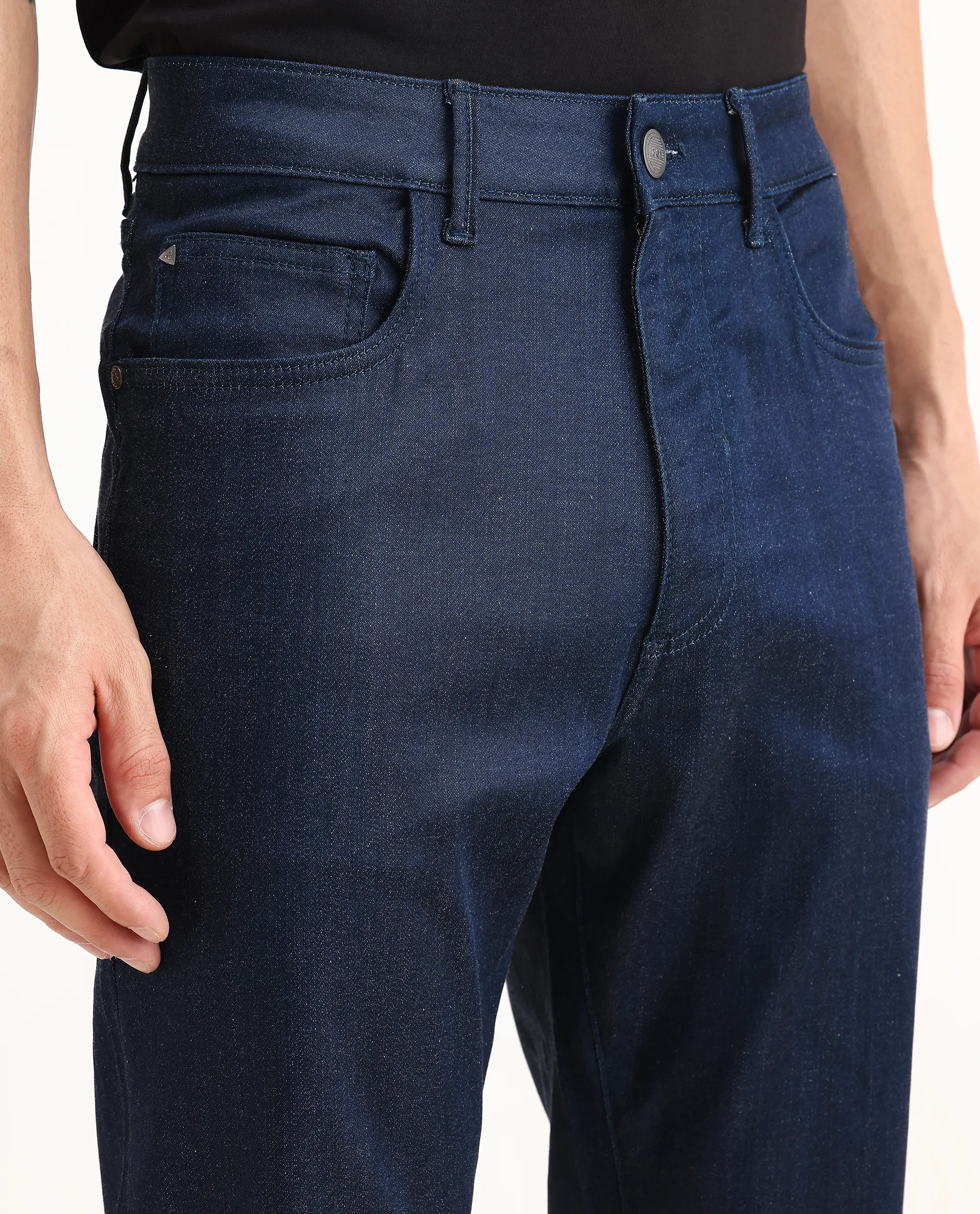 Rare Rabbit Men's Lucas-M Dark Blue Cotton Blend Fabric Morris Regular Fit Plain Jeans - Image 3