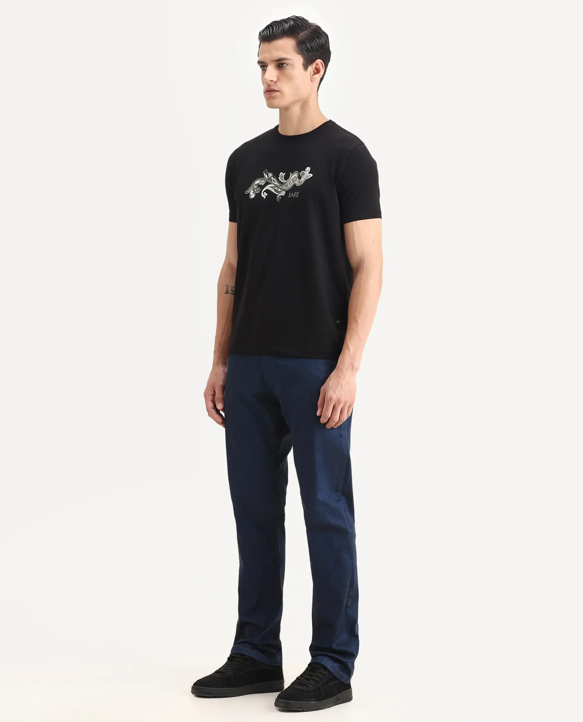 Rare Rabbit Men's Lucas-M Dark Blue Cotton Blend Fabric Morris Regular Fit Plain Jeans - Image 5